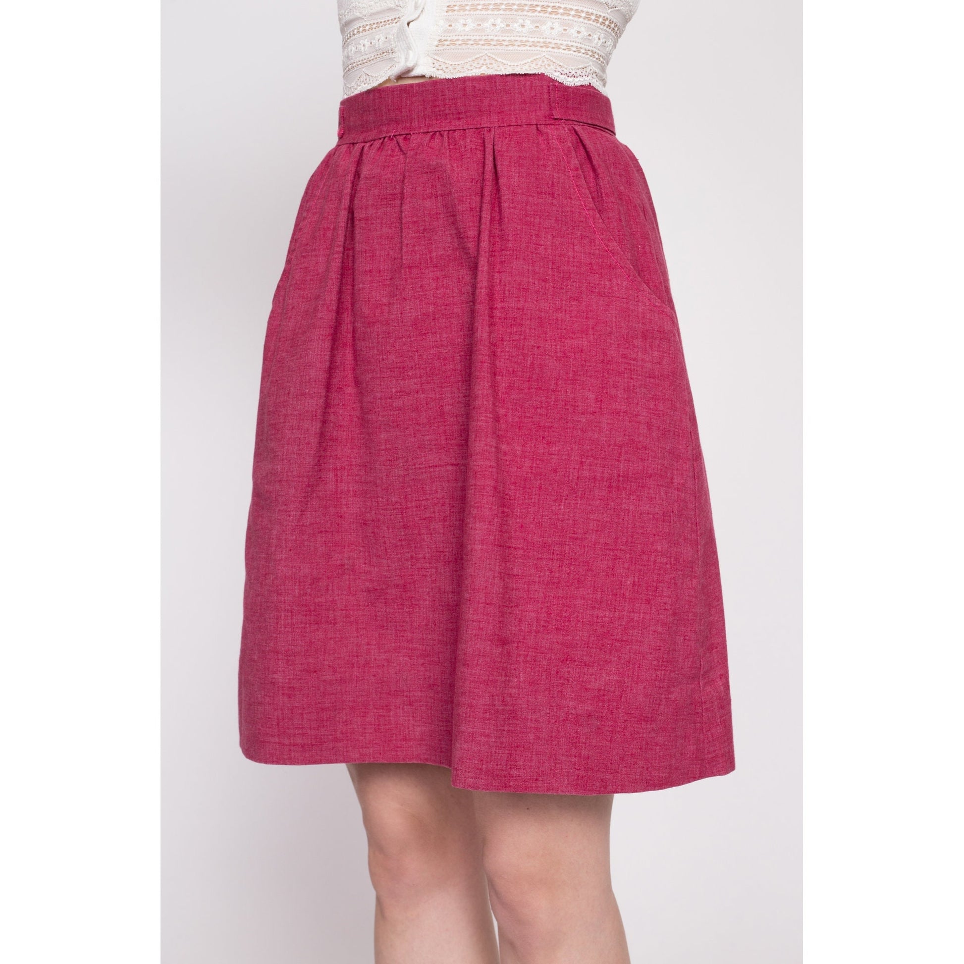 1960s Magenta Pink Mini Skirt - Small