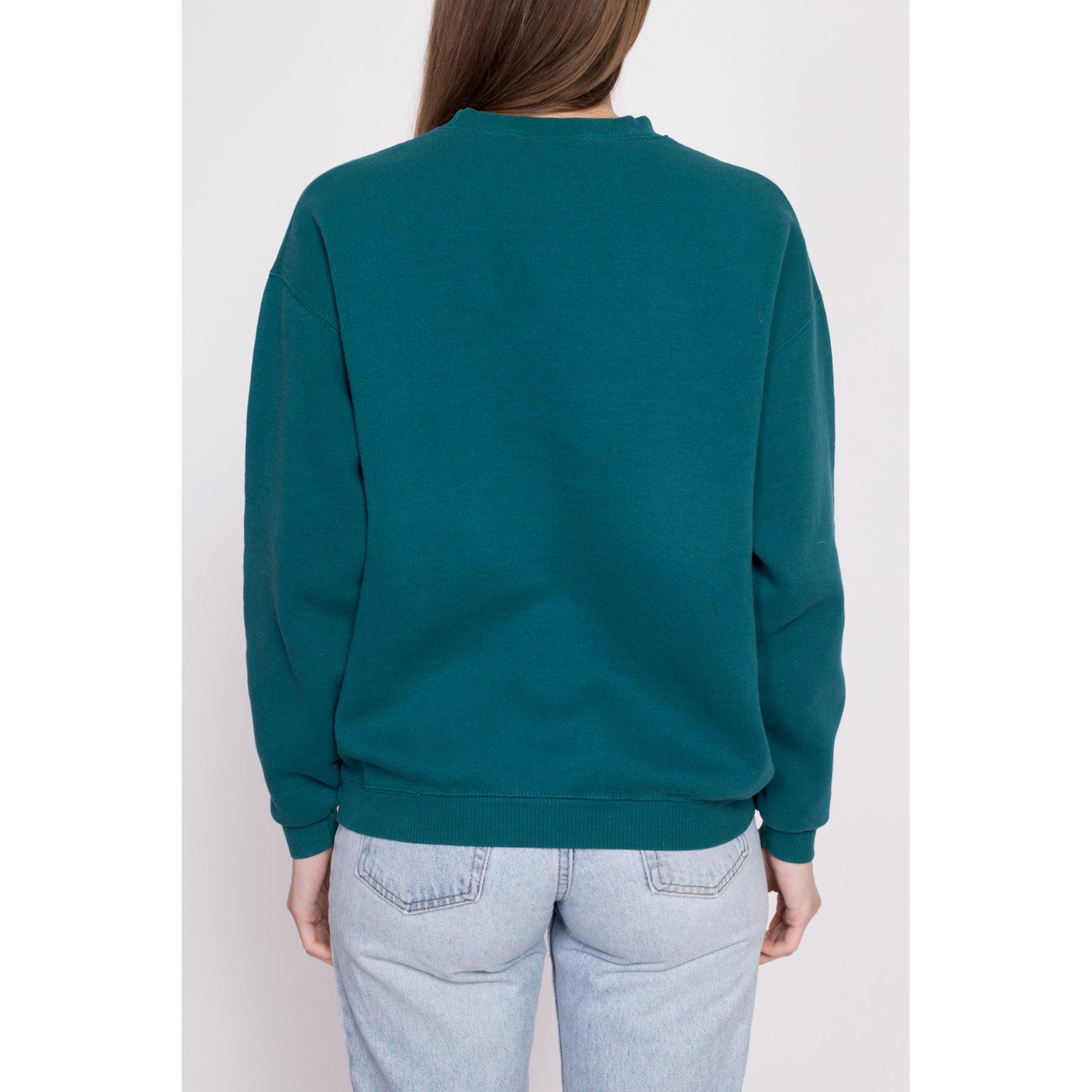 90s Lee Teal Green Crewneck Sweatshirt - Men's Medium Short, Women's Large | Vintage Blank Slouchy Plain Pullover