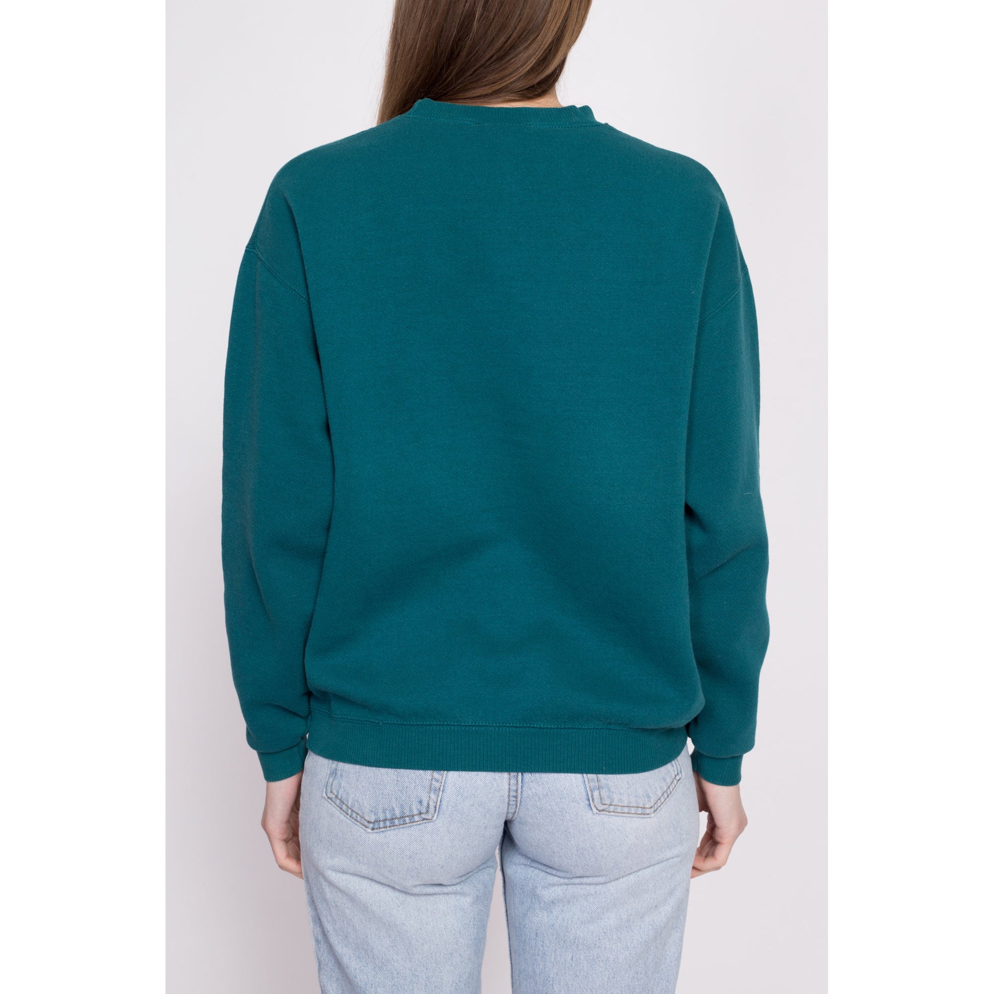 90s Lee Teal Green Crewneck Sweatshirt - Men's Medium Short, Women's Large | Vintage Blank Slouchy Plain Pullover