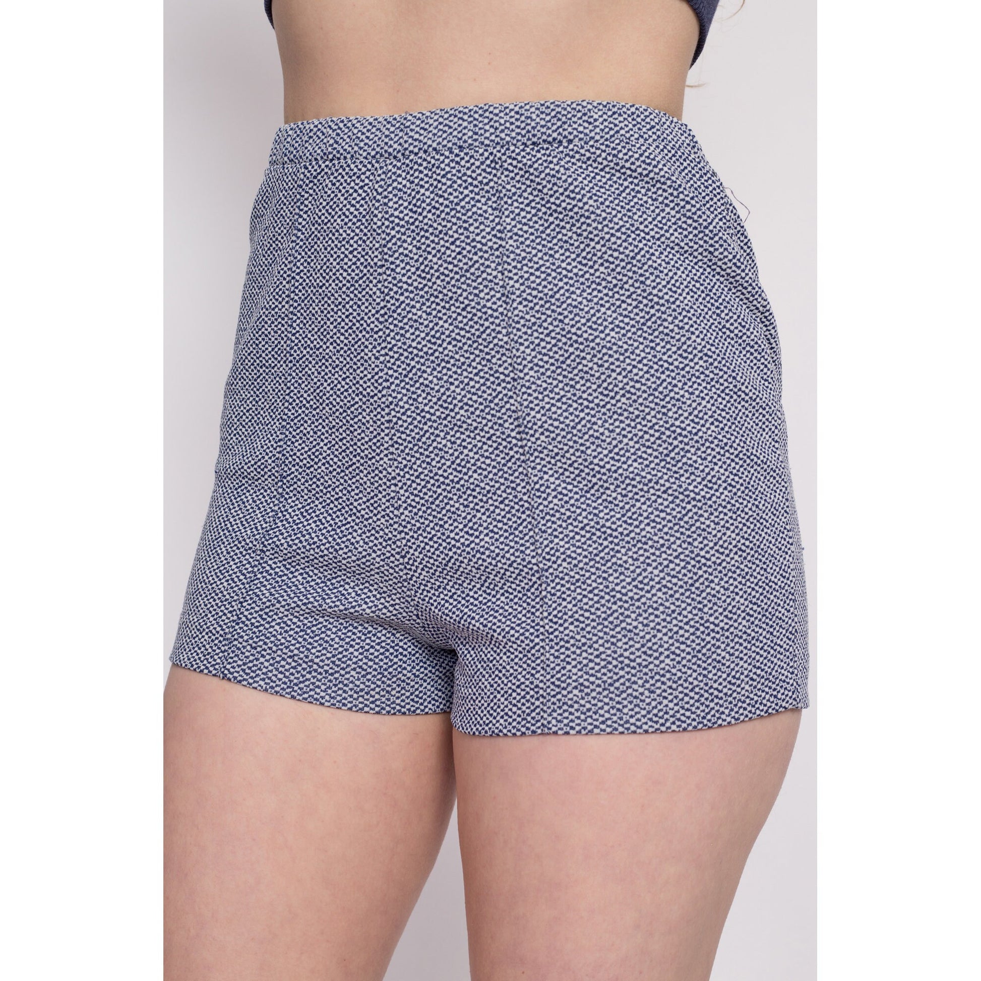 70s Blue High Waisted Hot Pants - Small | Vintage Sportswear Retro Athletic Booty Shorts