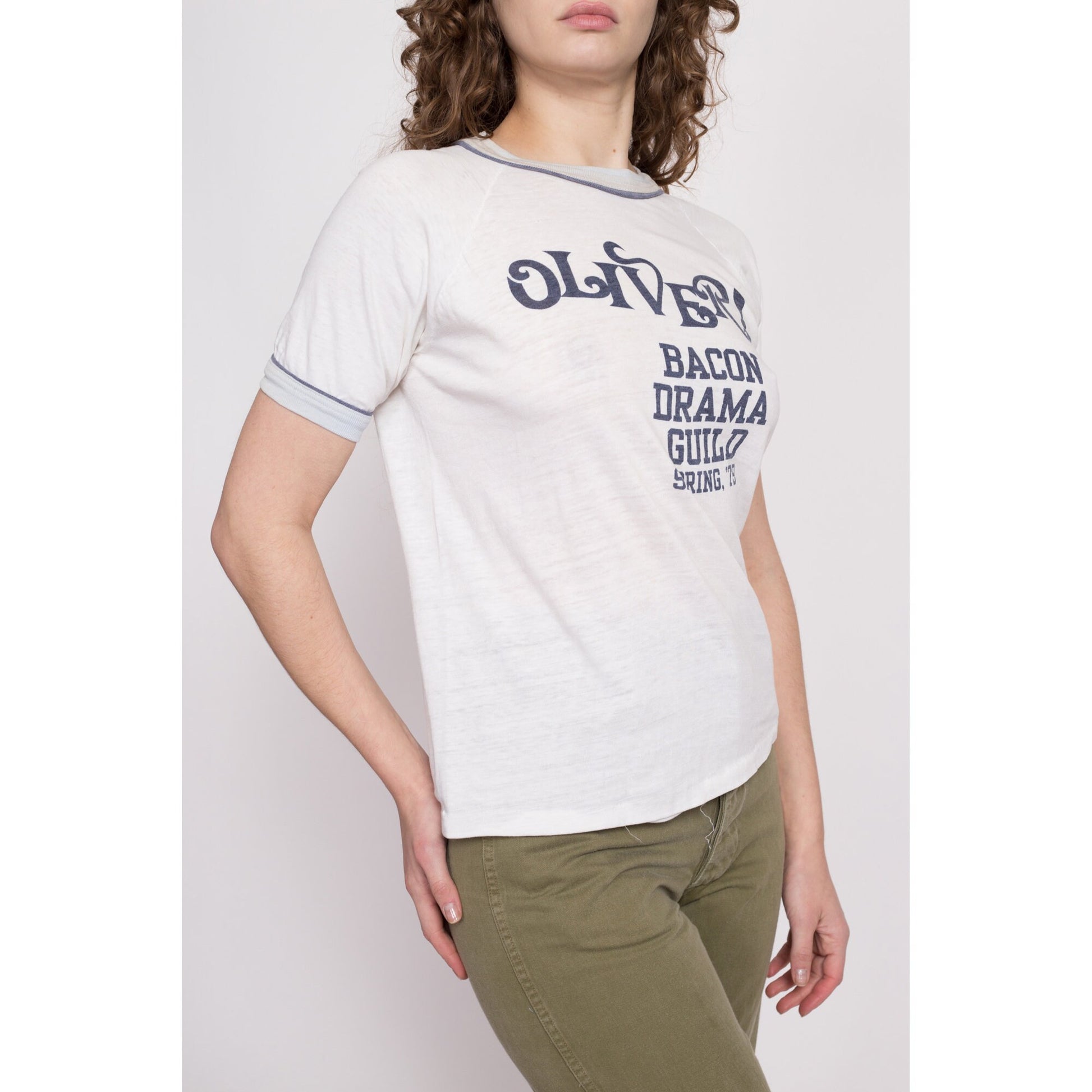 70s Oliver! "Consider Yourself One Of Us" T Shirt - Unisex Small | Vintage Drama Guild Broadway Musical Theater Graphic Ringer Tee