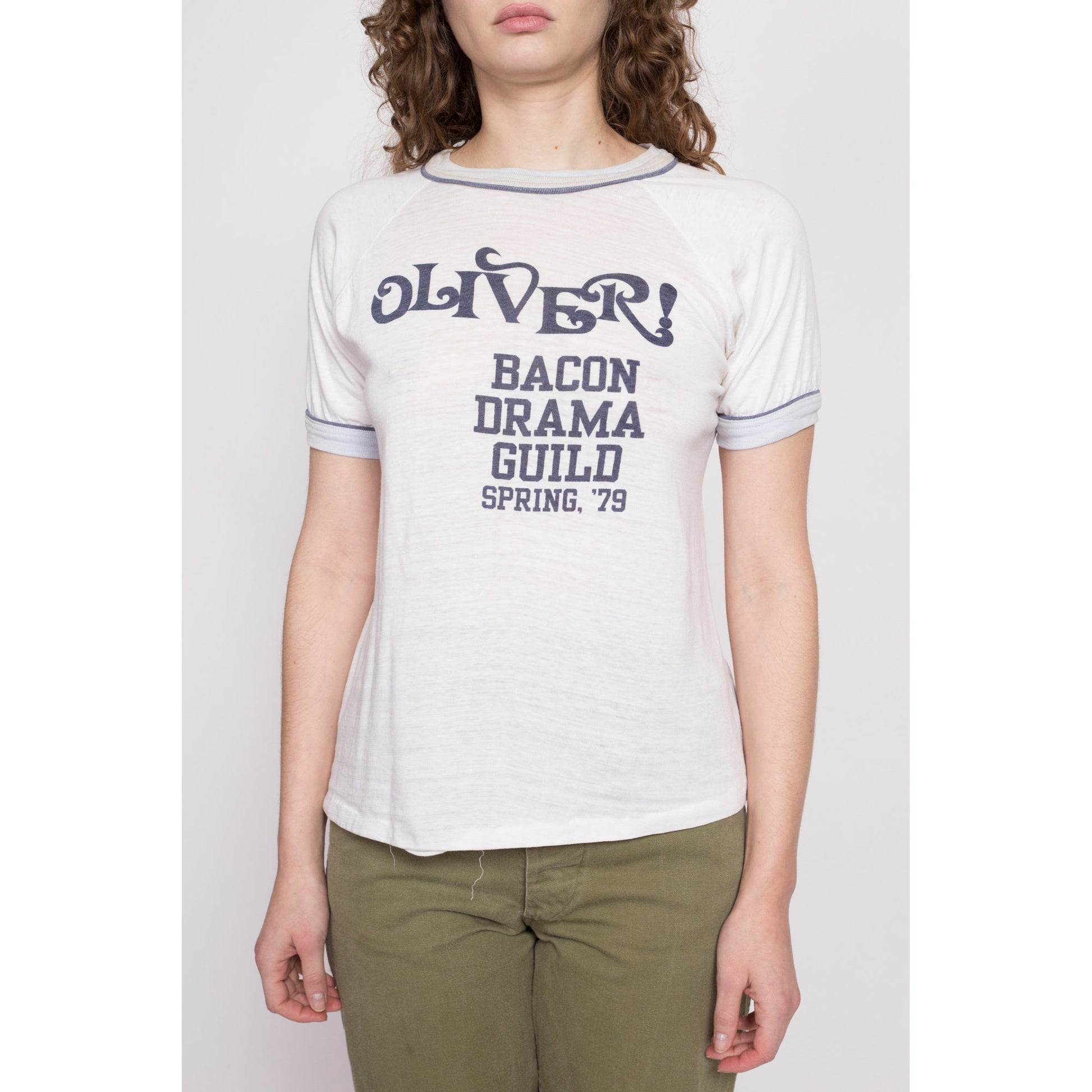 70s Oliver! "Consider Yourself One Of Us" T Shirt - Unisex Small | Vintage Drama Guild Broadway Musical Theater Graphic Ringer Tee