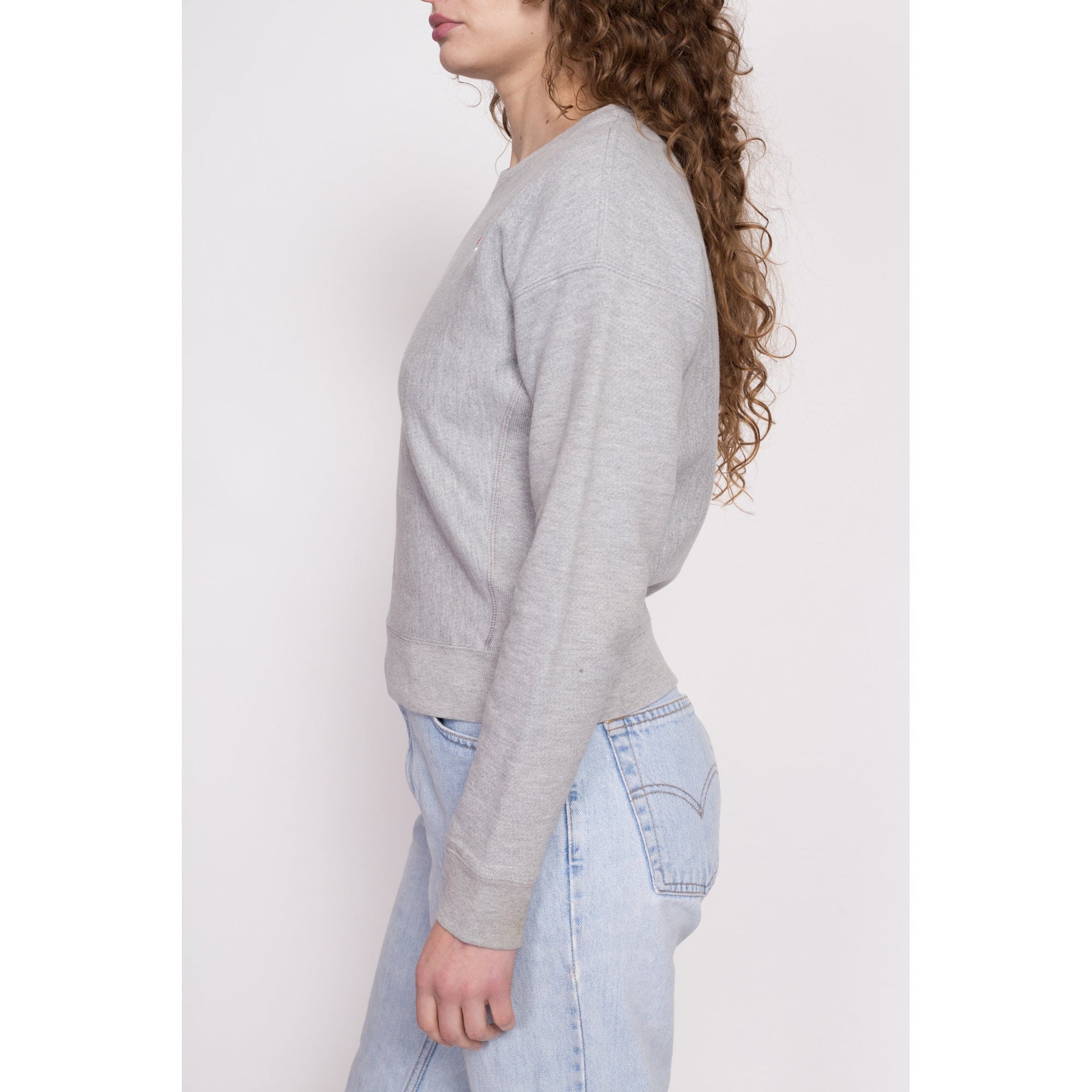 Champion Heather Grey Cropped Sweatshirt - Extra Small | Reverse Weave Crew Neck Plain Streetwear Pullover