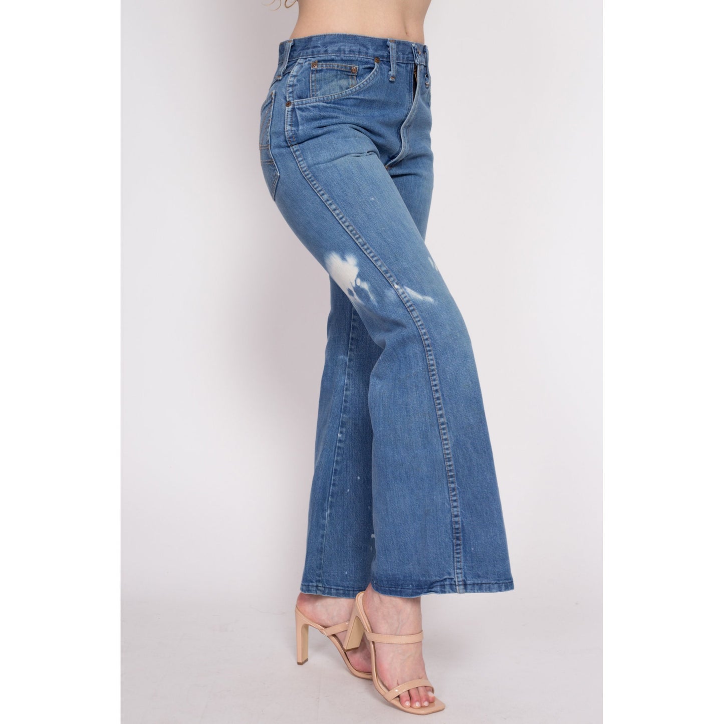70s Dee Cee Bleached Bell Bottoms - Women's Medium, Men's Small, 30" | Vintage Unisex Denim Flared Leg Jeans