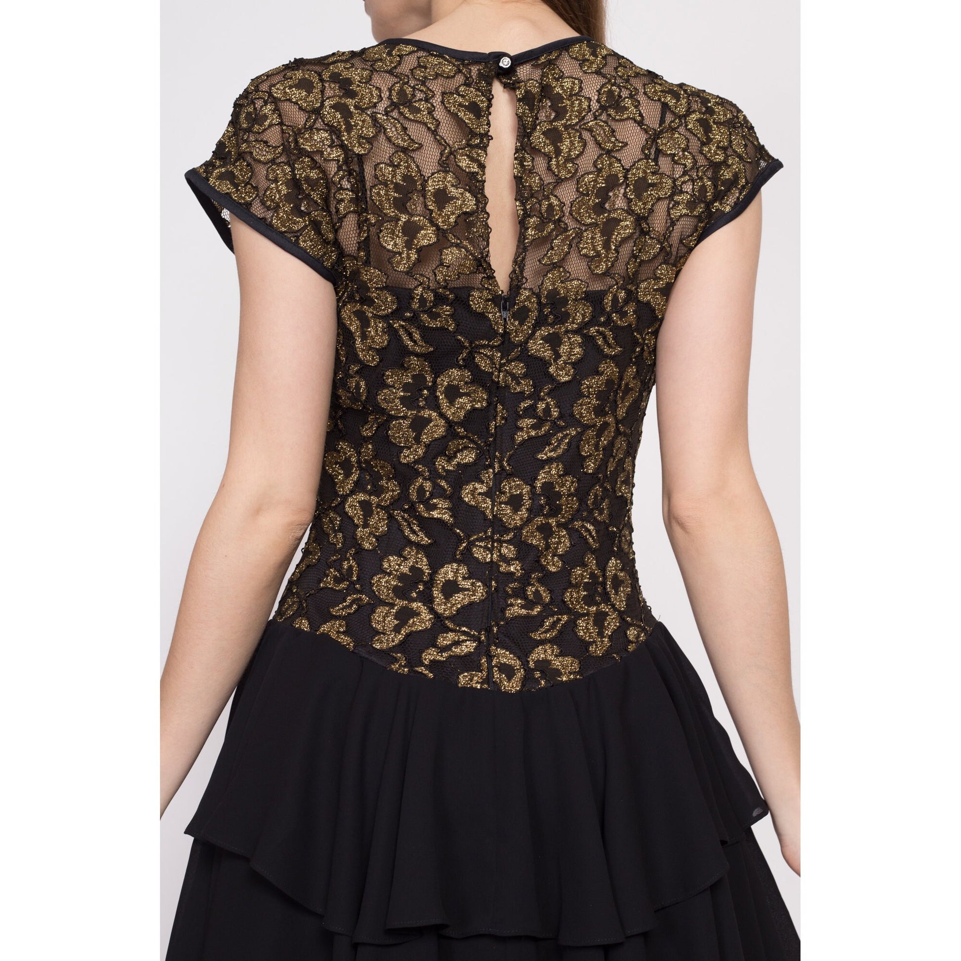 80s Black & Gold Party Dress - Medium Flying Apple Vintage 80s Black & Gold Party Dress - Medium Flying Apple Vintage