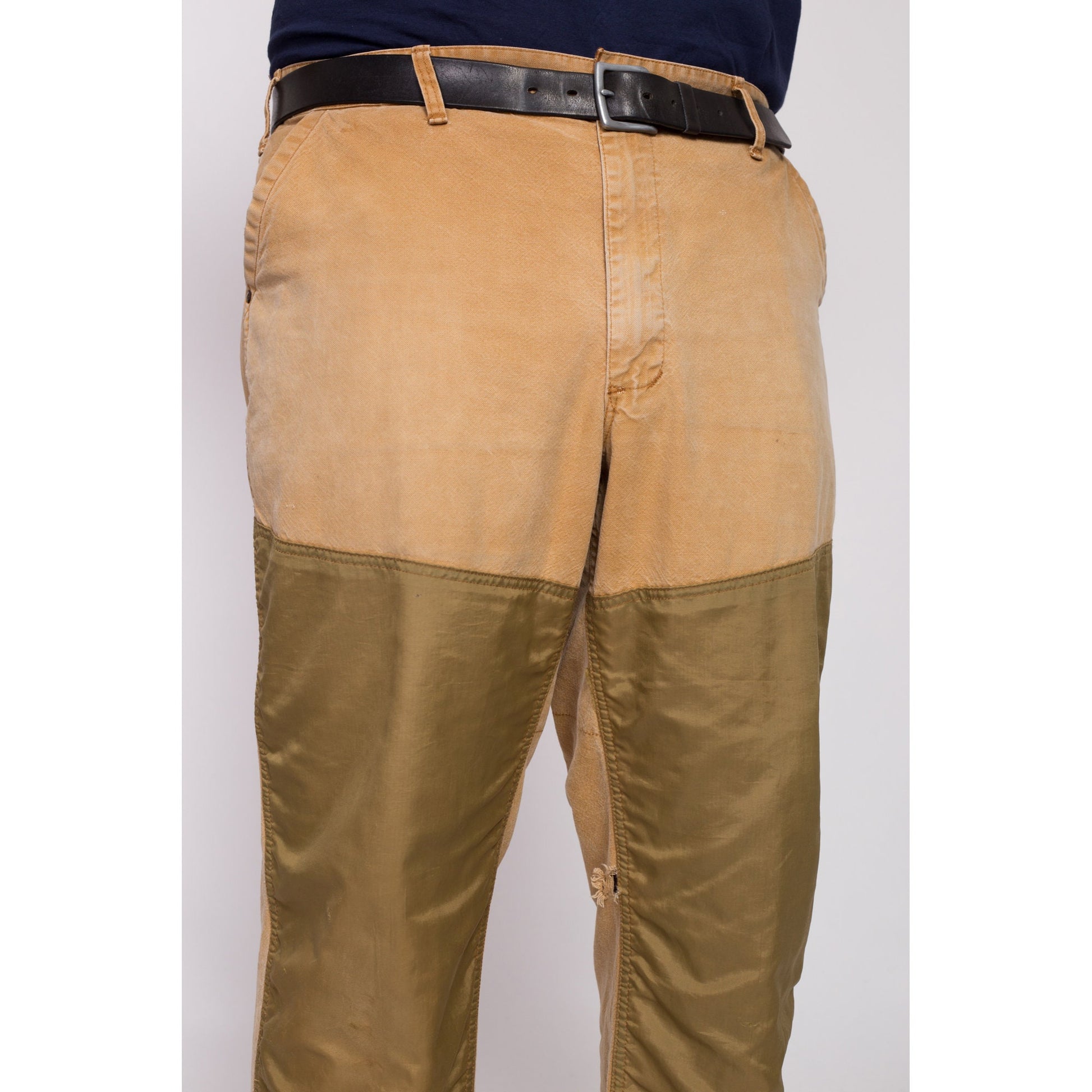 Vintage Duck Canvas Upland Hunting Pants - 41x28 | Waterproof Panel Tan Brown Workwear Outdoors Pants