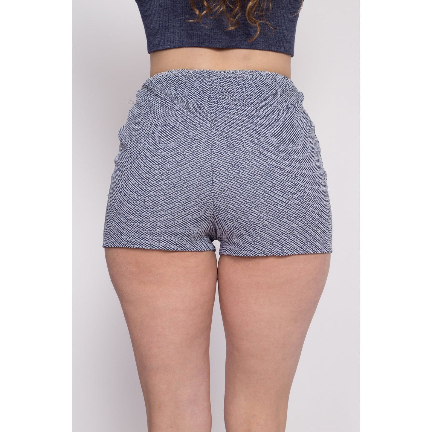 70s Blue High Waisted Hot Pants - Small | Vintage Sportswear Retro Athletic Booty Shorts