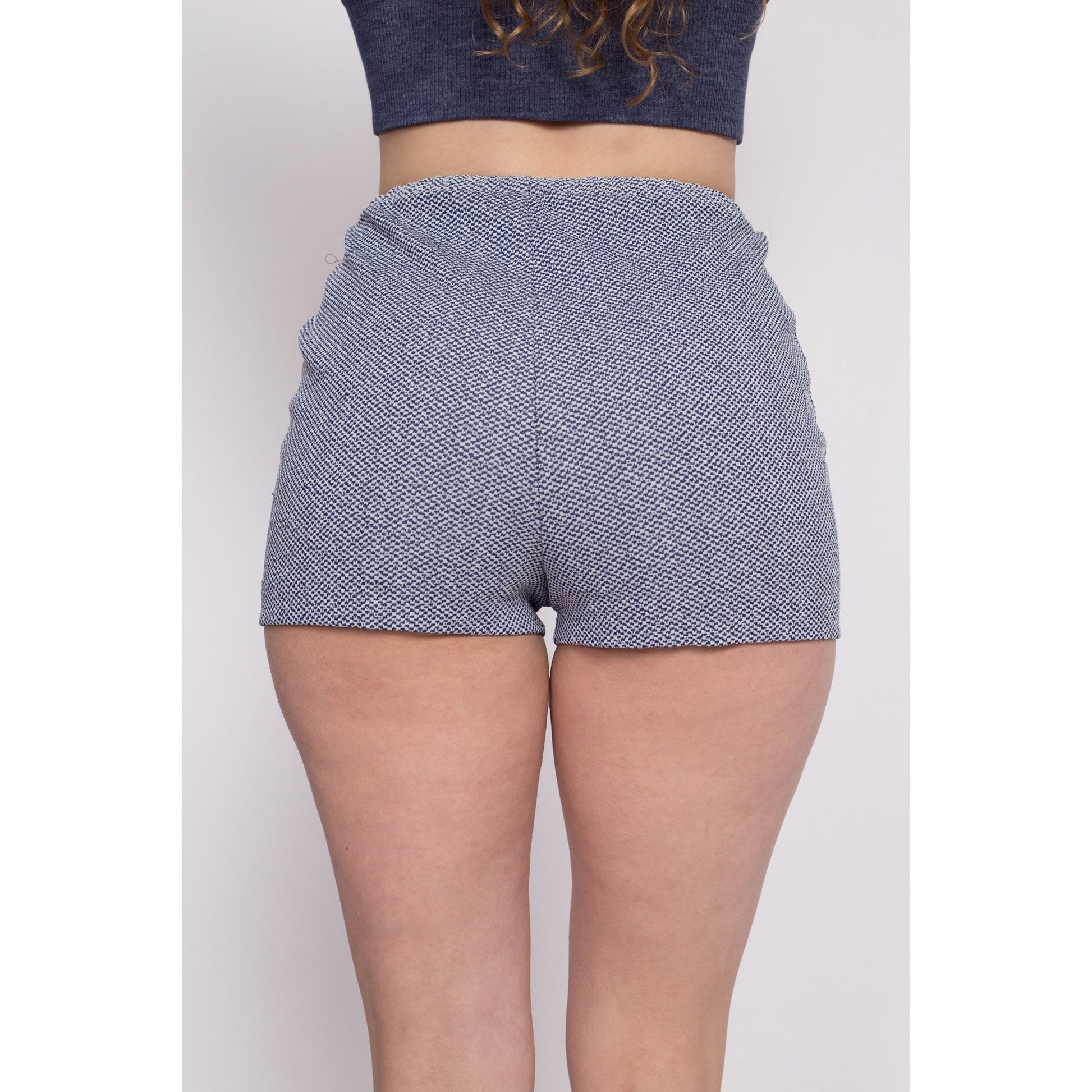 70s Blue High Waisted Hot Pants - Small | Vintage Sportswear Retro Athletic Booty Shorts