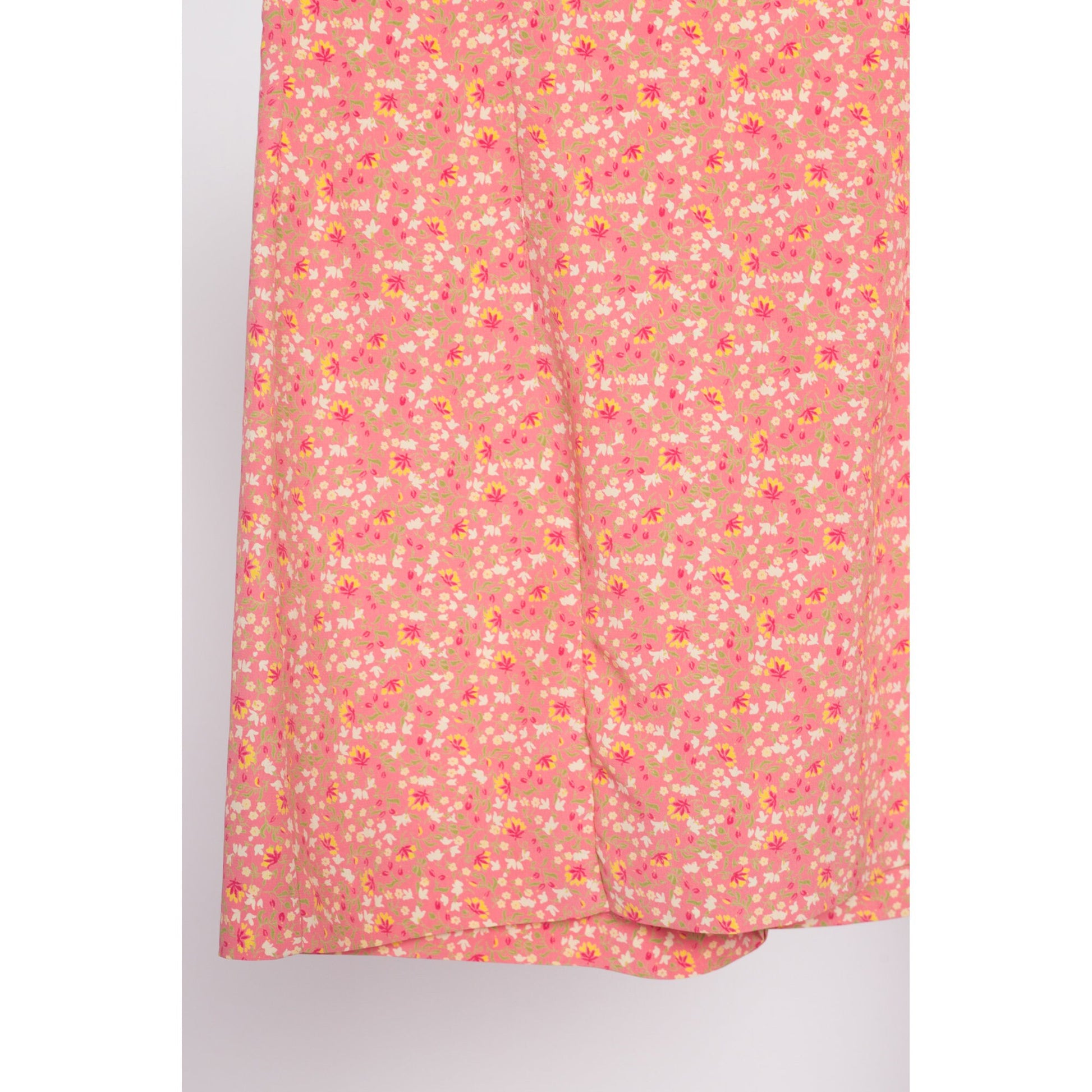90s Peach Pink Calico Floral Romper - Extra Small | Vintage Express Spaghetti Strap Mini Dress Playsuit