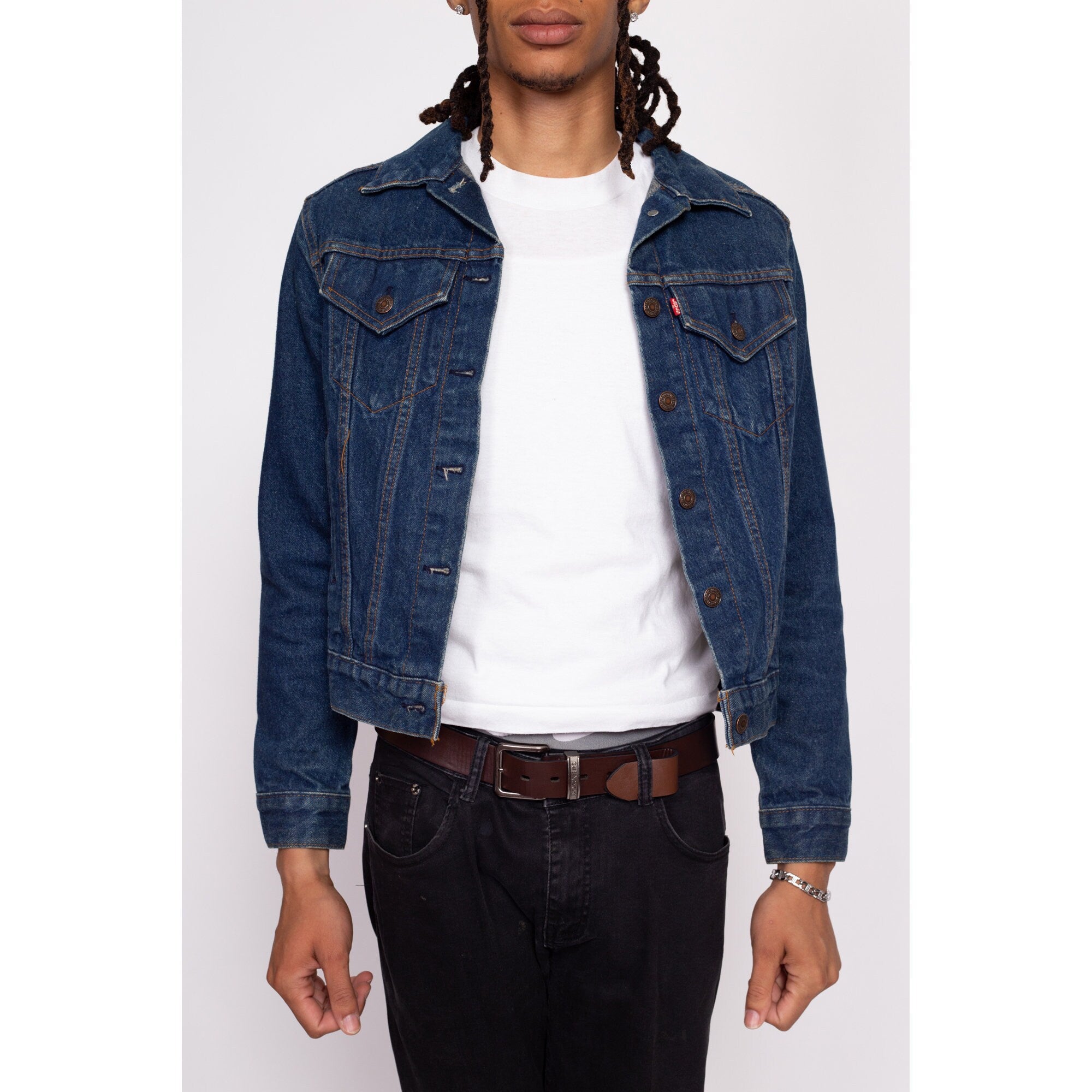 Topman oversized collarless denim jacket in black | ASOS