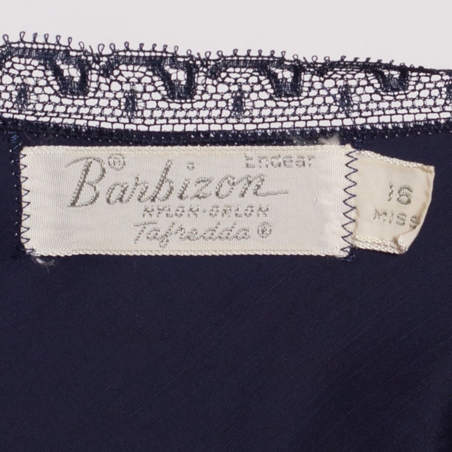 40s 50s Barbizon Tafredda Slip - Medium | Vintage Navy Blue Lace Trim Lingerie Midi Dress