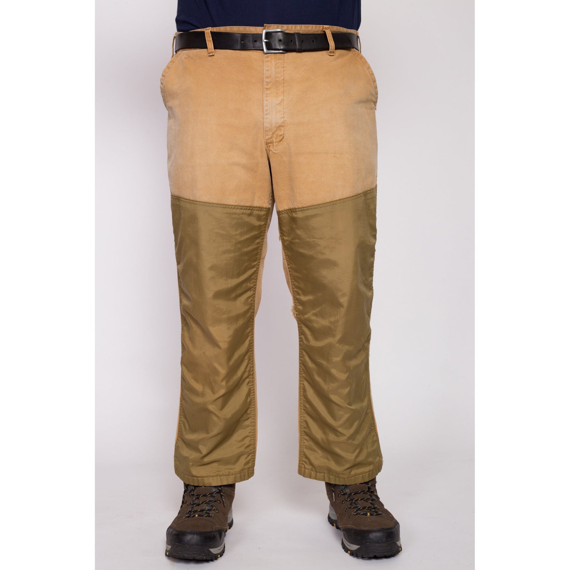 Vintage Duck Canvas Upland Hunting Pants - 41x28 | Waterproof Panel Tan Brown Workwear Outdoors Pants