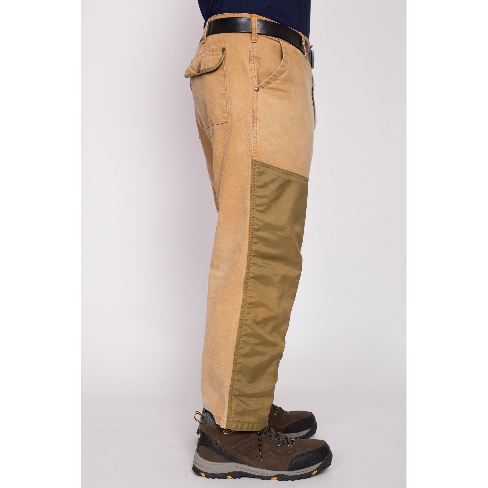 Vintage Duck Canvas Upland Hunting Pants - 41x28 | Waterproof Panel Tan Brown Workwear Outdoors Pants