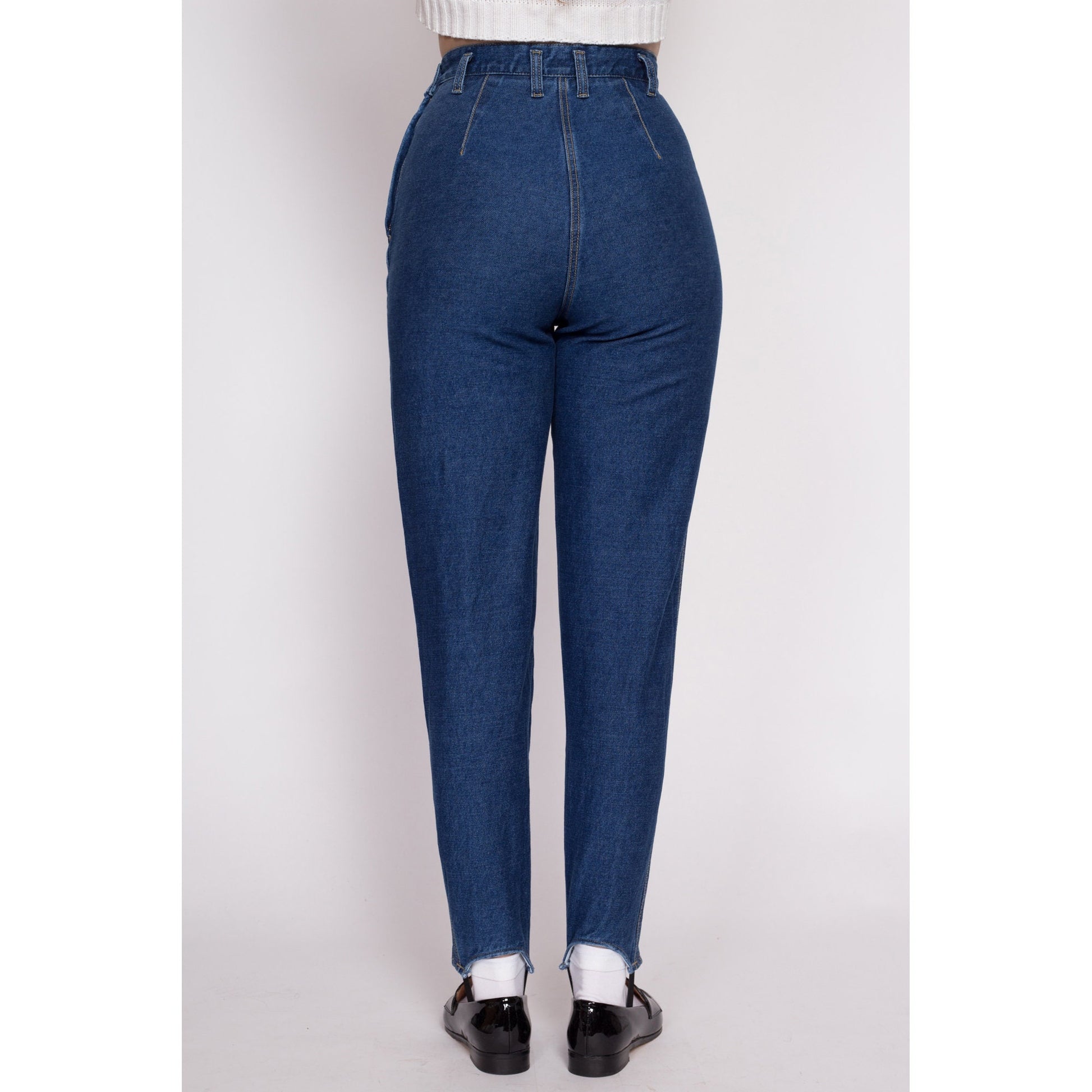 90s Lizwear Stirrup Side Zip Jeans - Extra Small, 25" | Vintage High Waisted Dark Wash Stretchy Slim Ankle Jeans