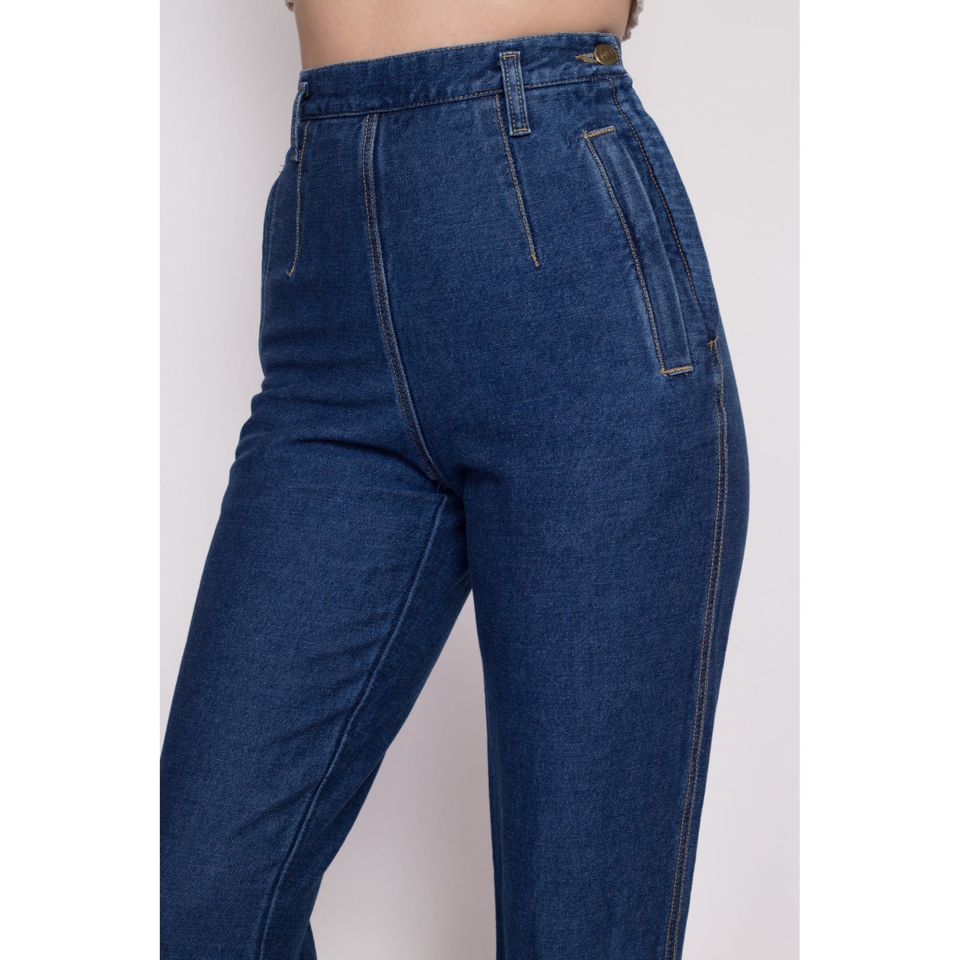 90s Lizwear Stirrup Side Zip Jeans - Extra Small, 25" | Vintage High Waisted Dark Wash Stretchy Slim Ankle Jeans
