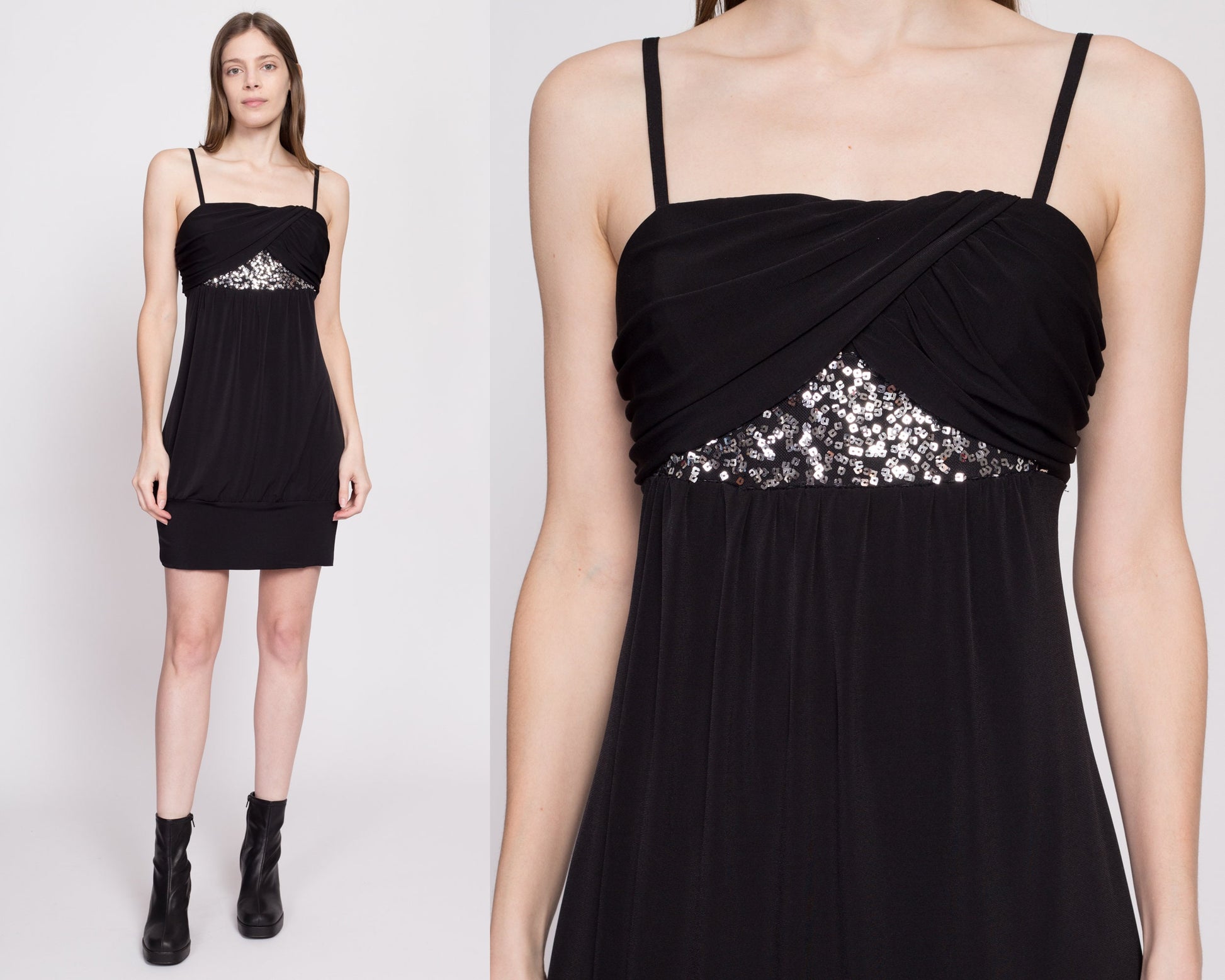 Y2K Bubble Hem Sequin Party Dress - Medium Flying Apple Vintage Y2K Bubble Hem Sequin Party Dress - Medium Flying Apple Vintage