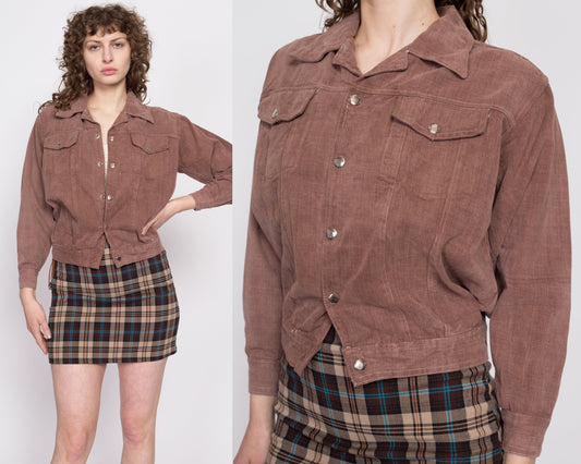 70s Brown Soft Cotton Denim Jacket - Men's Medium Short, Women's Large | Vintage Boho Lightweight Cropped Jean Jacket