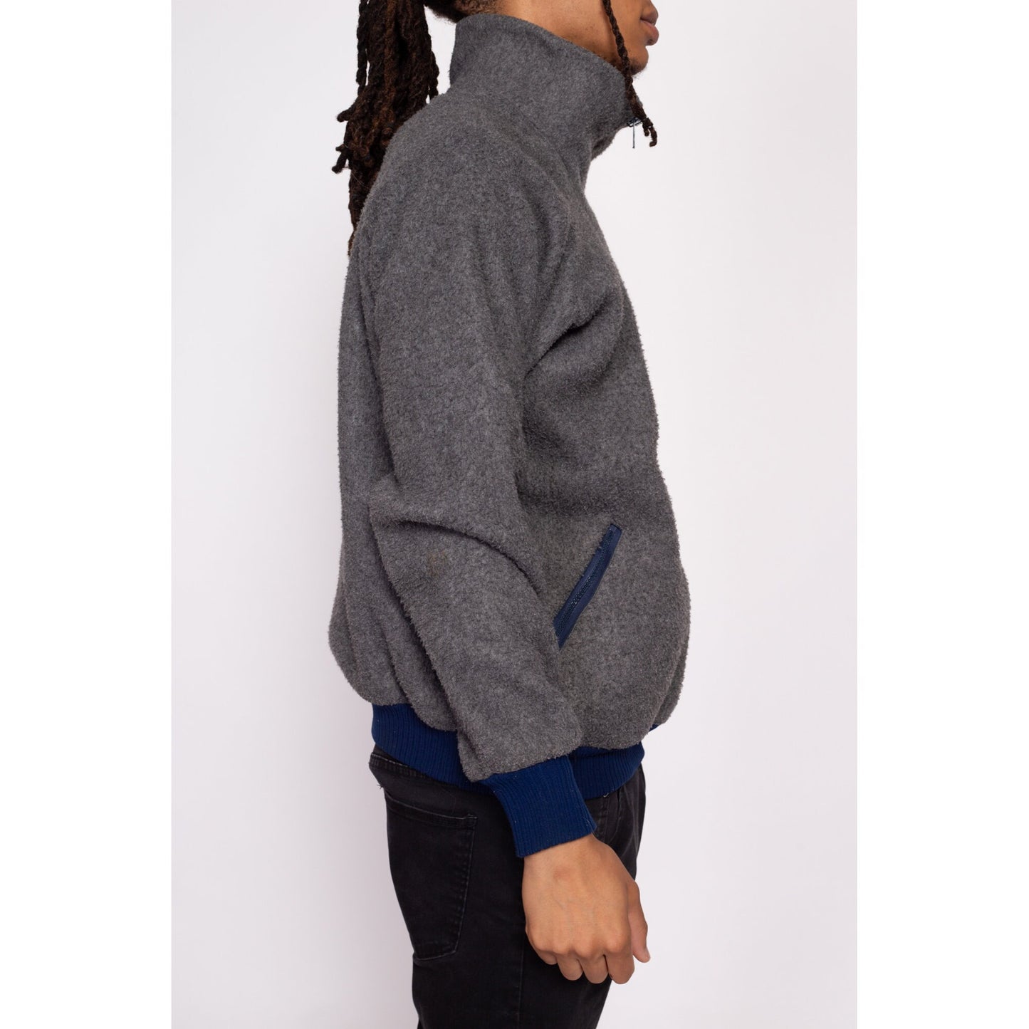 80s Patagonia Fleece Half Zip Sweatshirt - Men's Medium | Vintage Zip Front High Neck Plain Pullover