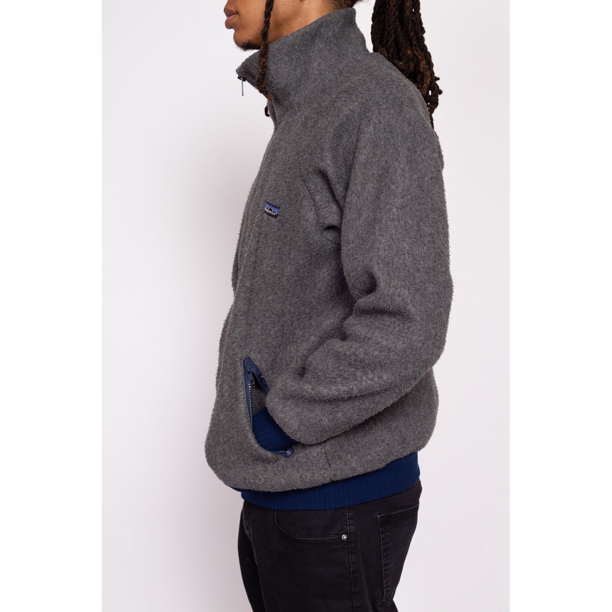 80s Patagonia Fleece Half Zip Sweatshirt - Men's Medium | Vintage Zip Front High Neck Plain Pullover