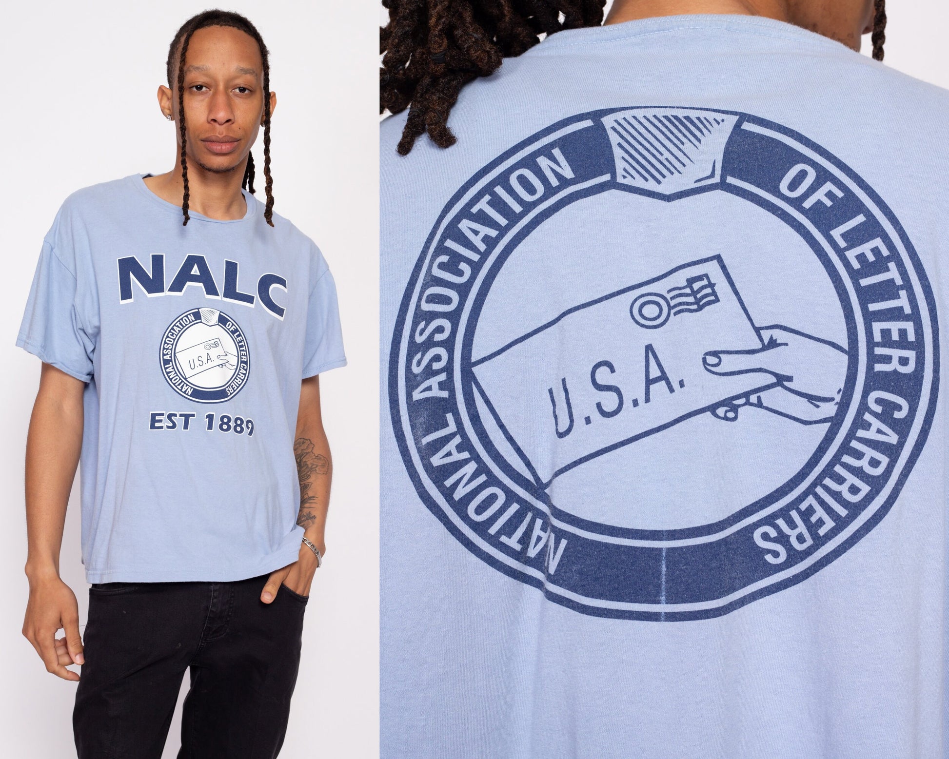 80s National Association of Letter Carriers Union T Shirt - Men's XL | Vintage Blue USPS Postal Workers Graphic Tee