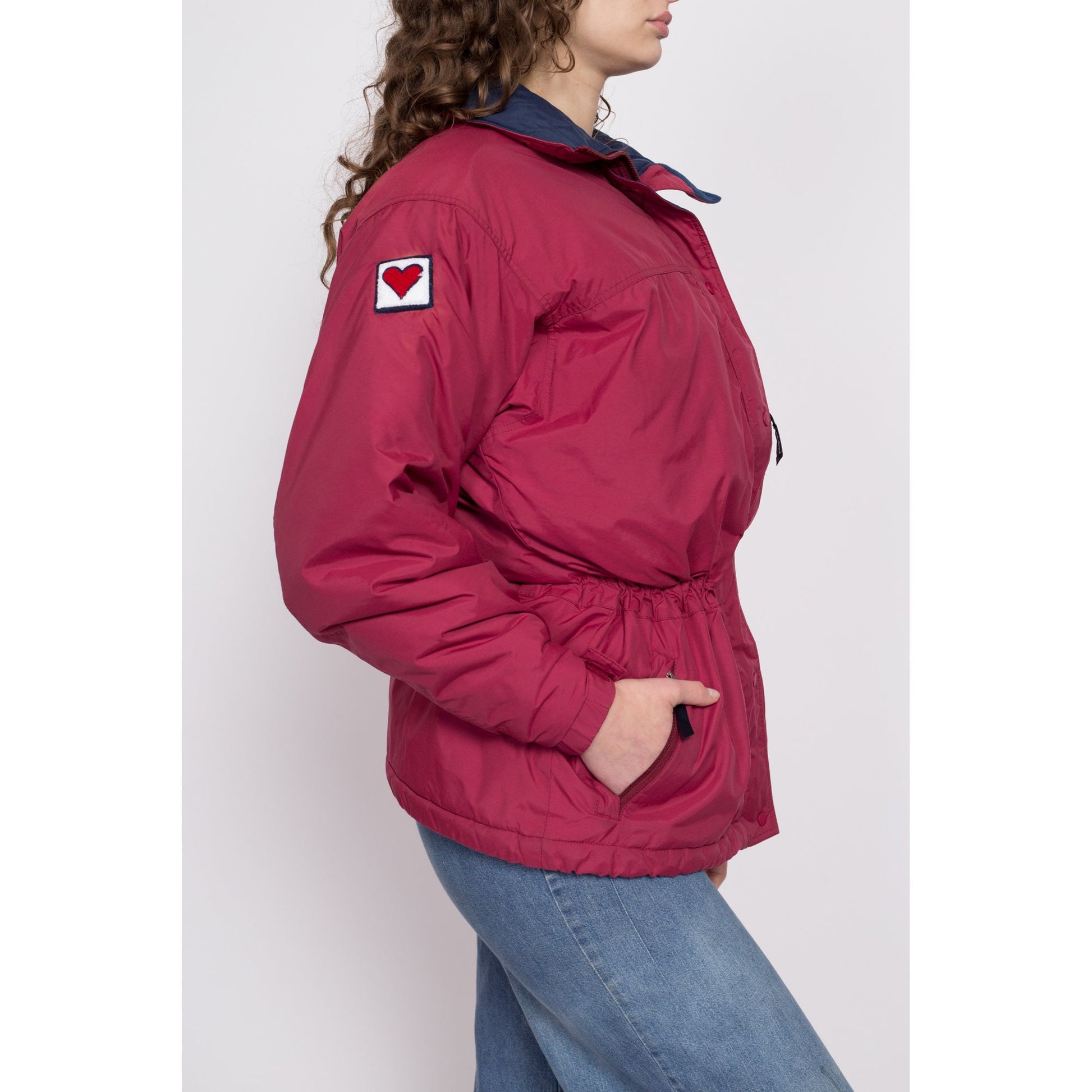 90s Y2K Patagonia Drawstring Waist Puffer Ski Jacket - Women's Small | Vintage Wine Red Winter Parka Coat