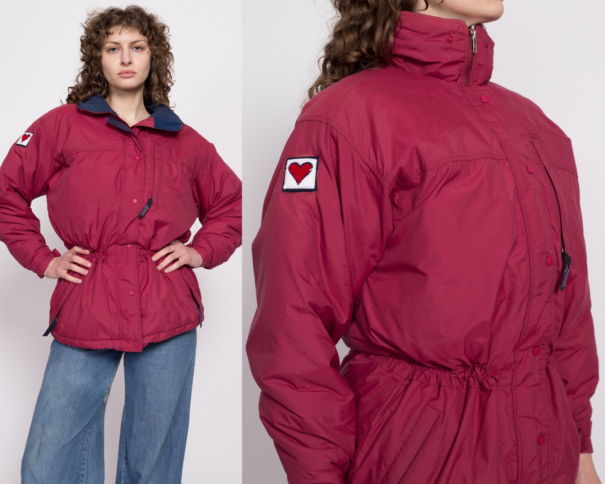 Patagonia Fleece Lined Windbreaker Jacket Vintage Red Medium Women