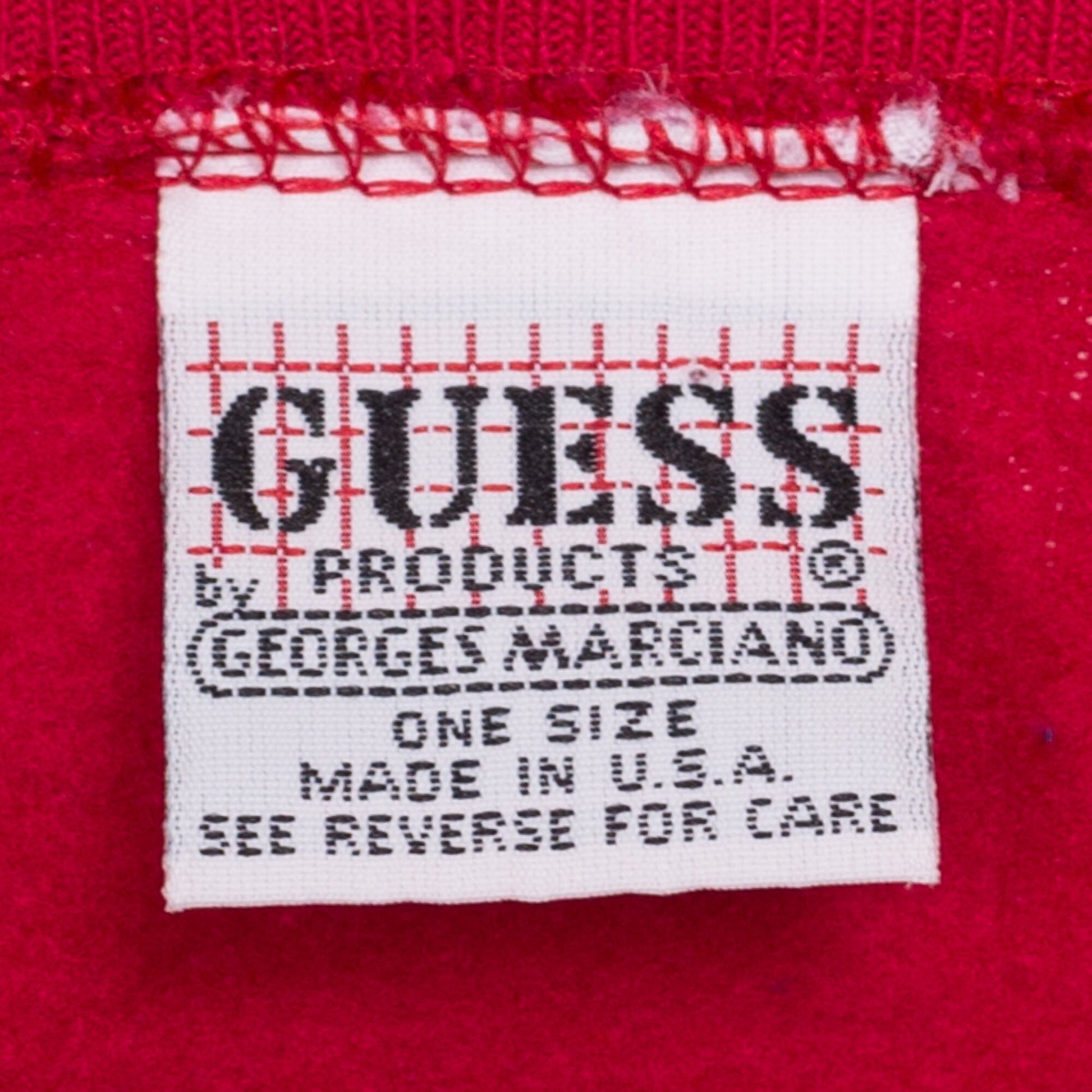 90s Guess ? Red Sweatshirt - One Size | Vintage Unisex Streetwear Graphic Crewneck Pullover