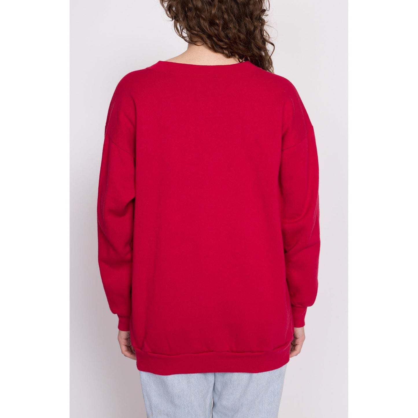 90s Guess ? Red Sweatshirt - One Size | Vintage Unisex Streetwear Graphic Crewneck Pullover