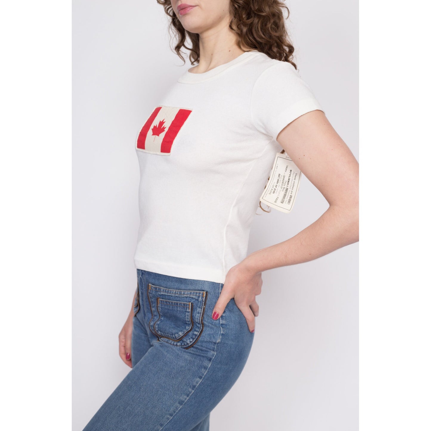 90s Canadian Flag T Shirt - Small | Vintage White Cotton Fitted Graphic Tourist Tee