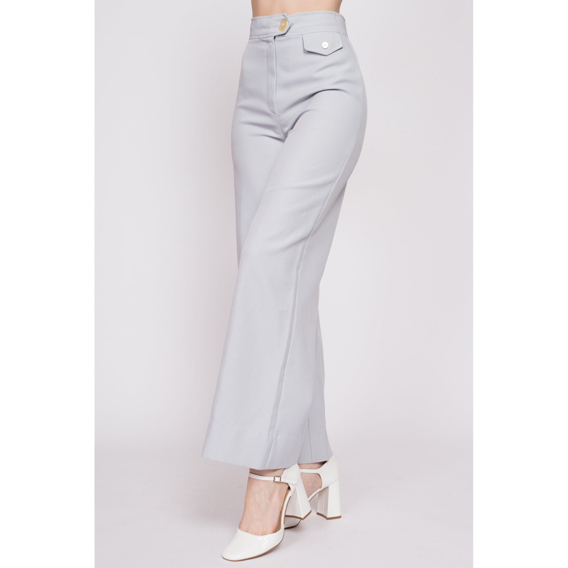 High-waist, flared trousers - Light Grey
