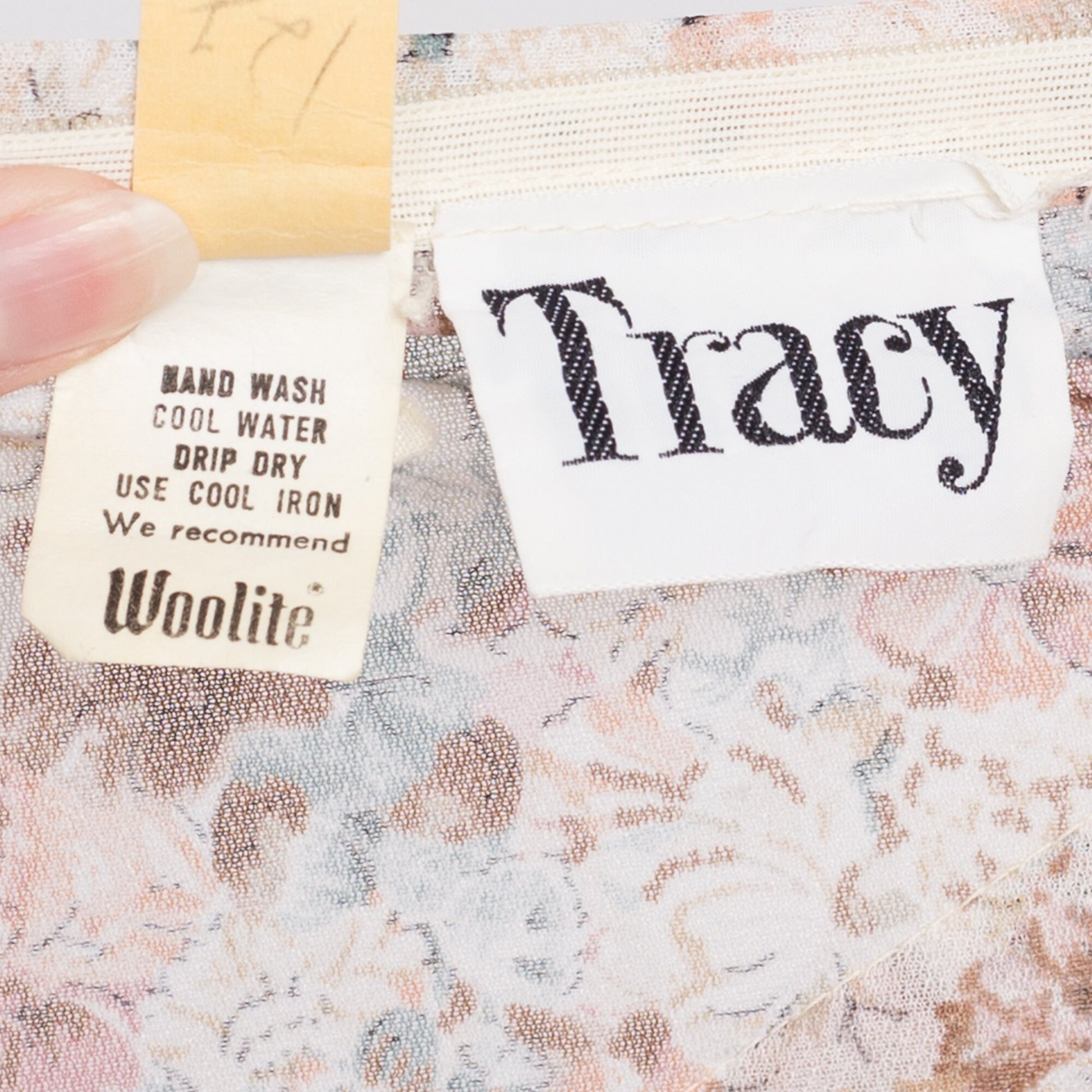 70s Sheer Floral Babydoll Dress - Extra Small | Vintage 3/4 Sleeve Empire Waist Tie Back Knee Length Dress