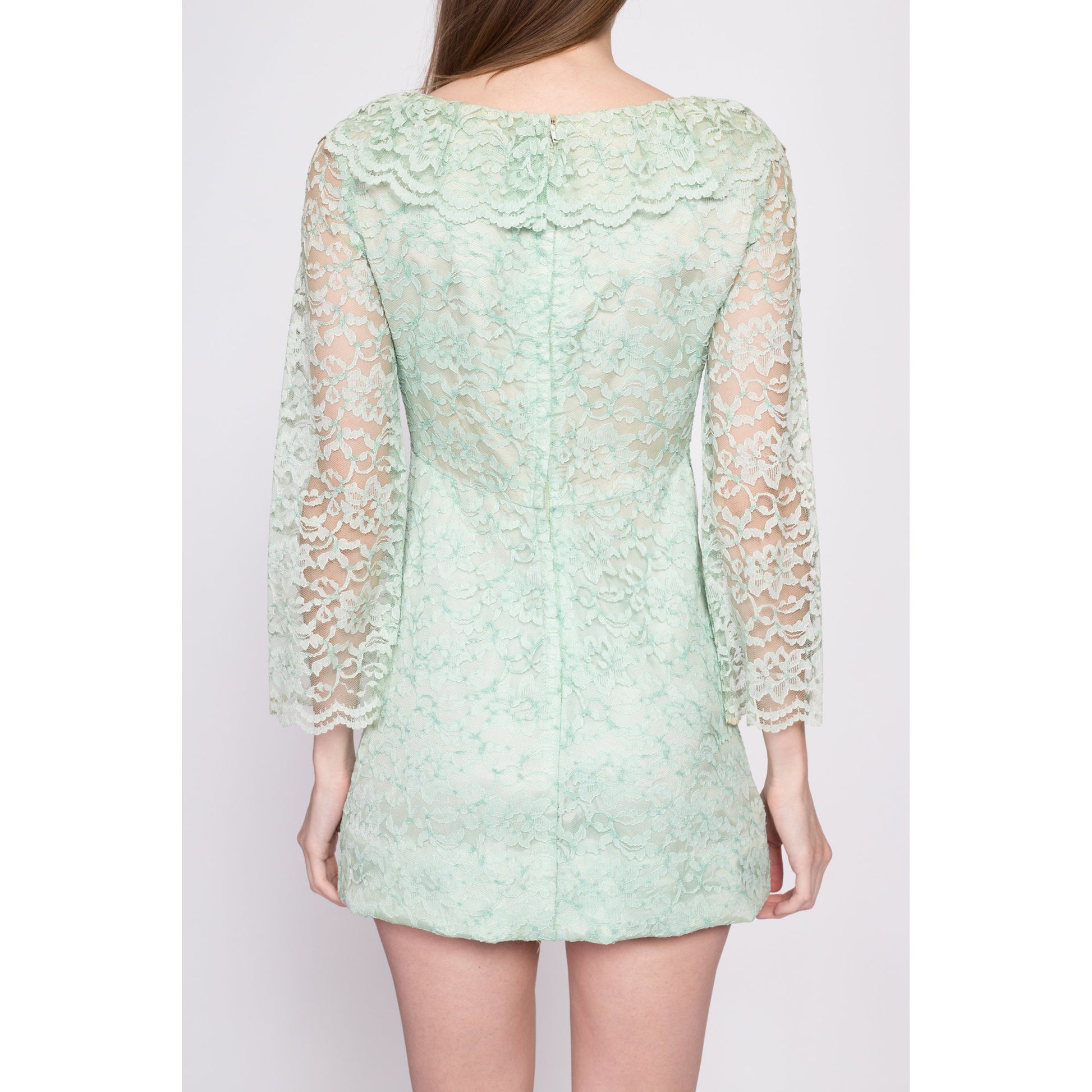 60s Mint Green Lace Micro Mini Dress, As Is - Extra Small Flying Apple Vintage 60s Mint Green Lace Micro Mini Dress, As Is - Extra Small Flying Apple Vintage