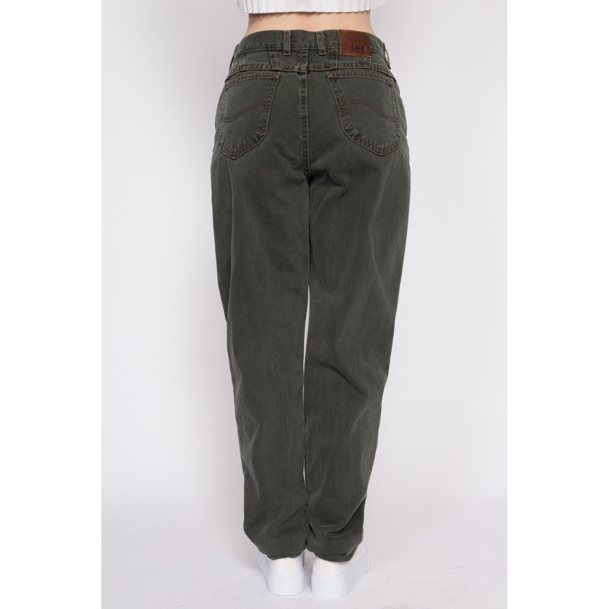 90s Lee Olive High Waisted Jeans - Medium to Large Tall, 30.5" | Vintage Denim Tapered Leg Mom Jeans