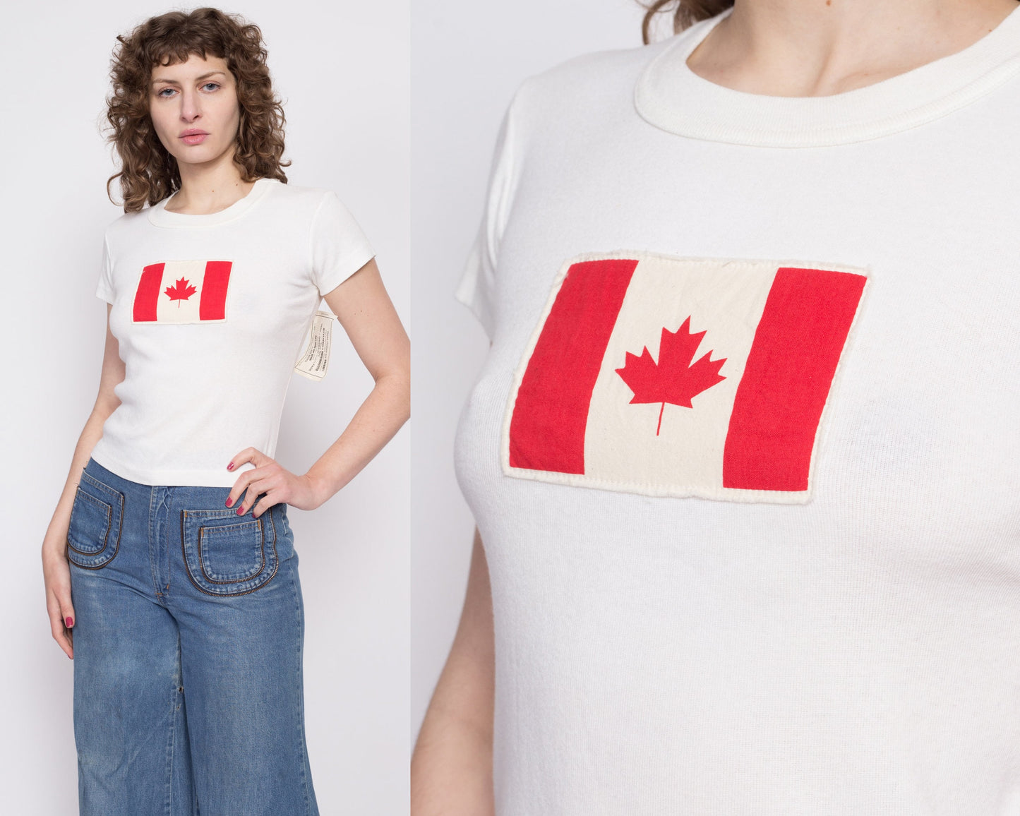 90s Canadian Flag T Shirt - Small | Vintage White Cotton Fitted Graphic Tourist Tee