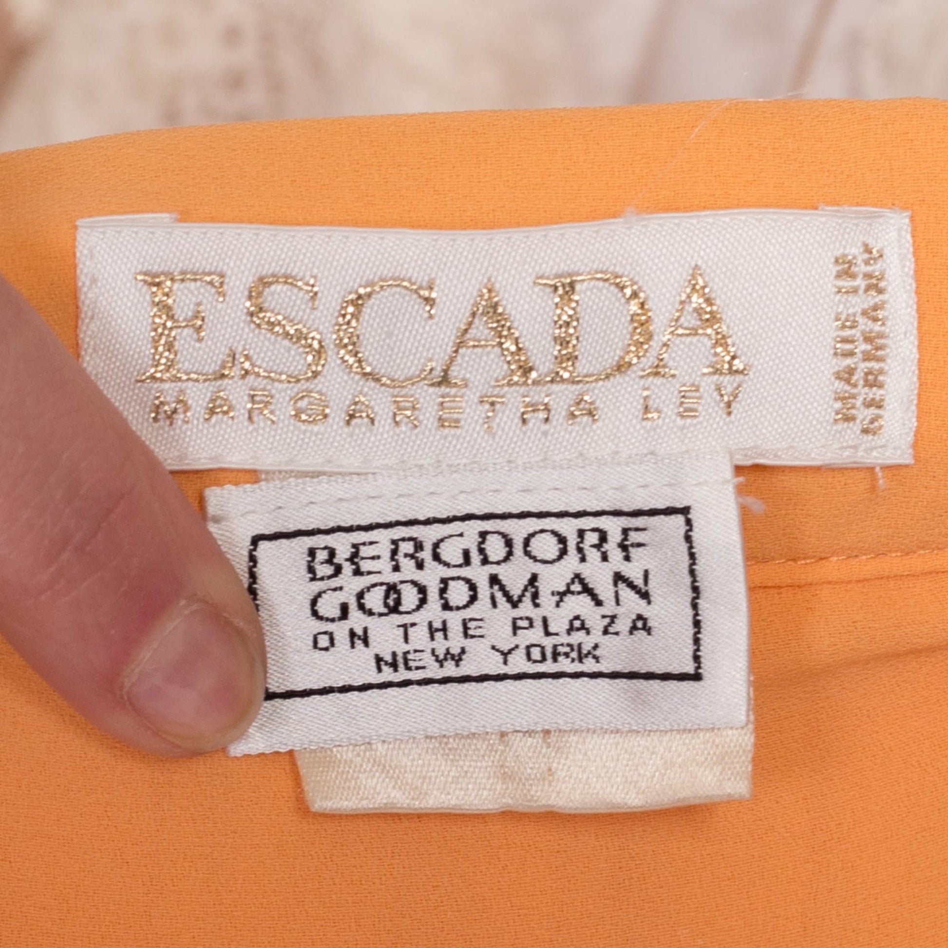 80s Escada Orange Pleated Skirt - Large, 31.5" | Vintage High Waisted Flowy A Line Knee Length Designer Skirt