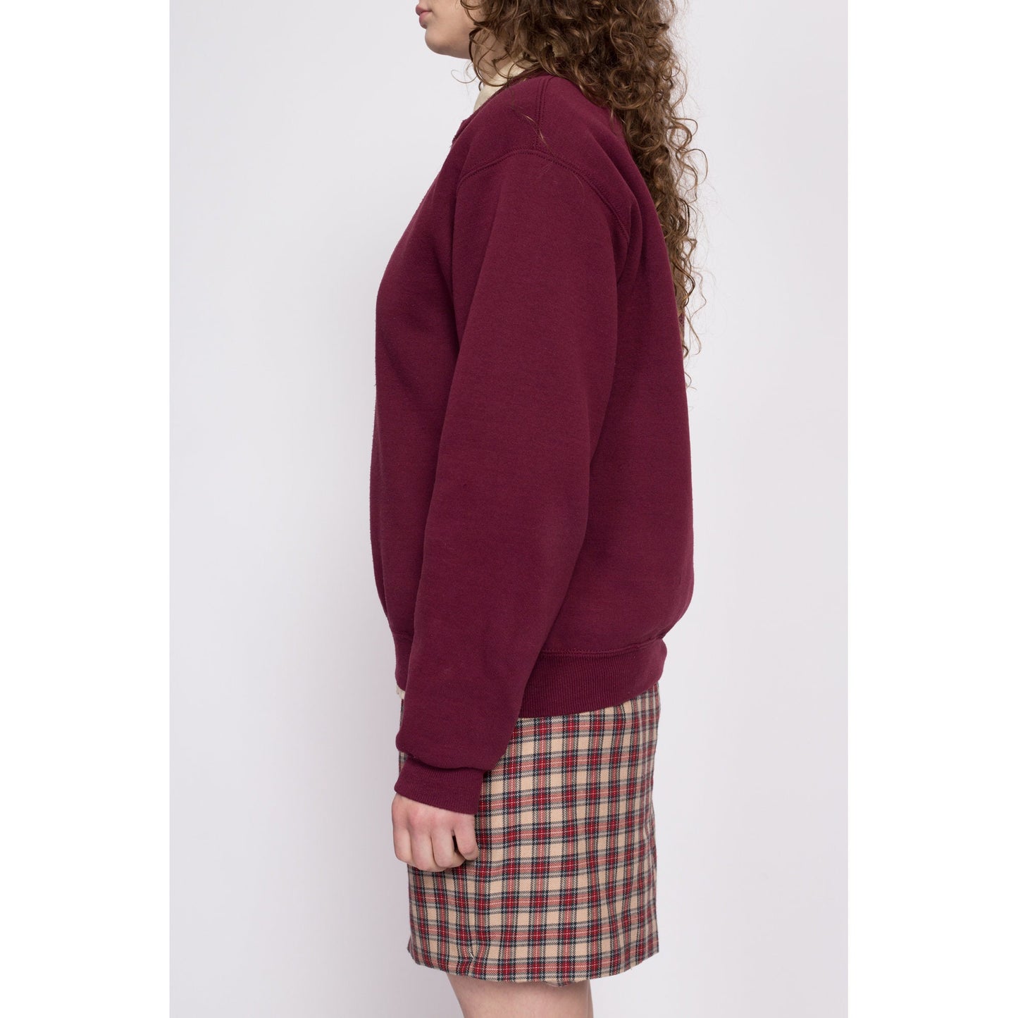 90s Wine Red Crewneck Sweatshirt - Men's Medium, Women's Large | Vintage Unisex Plain Cotton Blend Blank Pullover