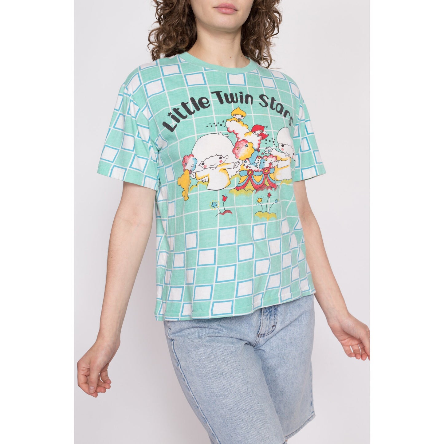 80s Little Twin Stars Sanrio T Shirt - Medium | Vintage Rare Japanese Cartoon Graphic Tee