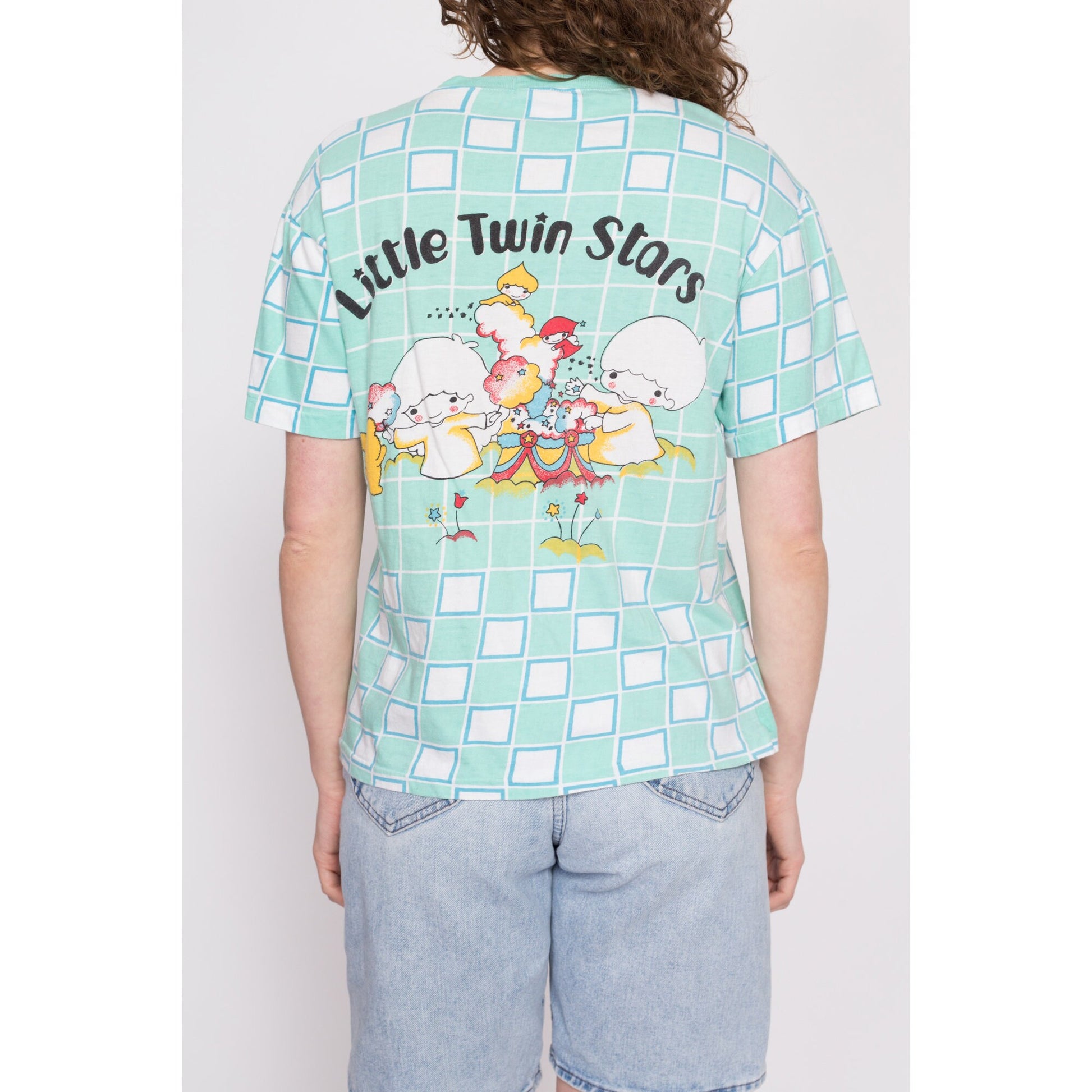 80s Little Twin Stars Sanrio T Shirt - Medium | Vintage Rare Japanese Cartoon Graphic Tee