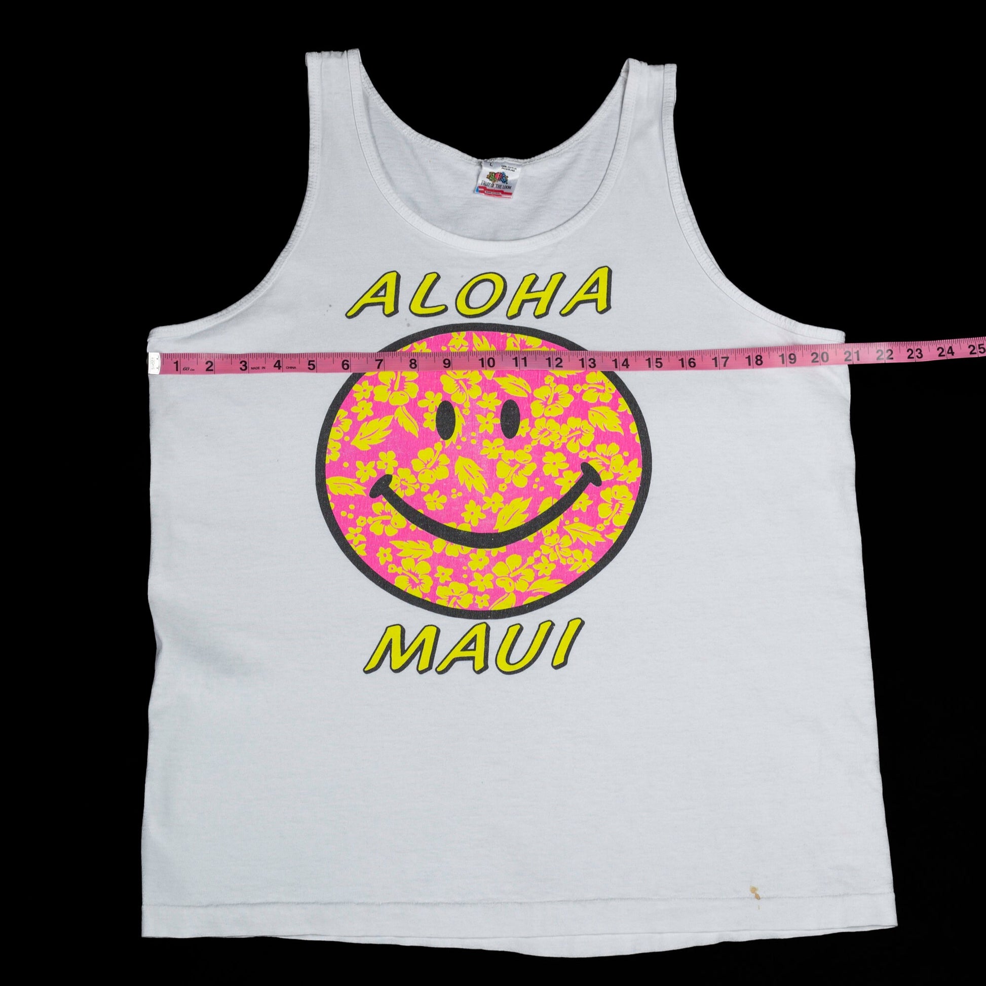 80s Aloha Maui Hawaii Tank Top - Men's Medium, Women's Large | Vintage Smiley Face Graphic Tourist Muscle Tee