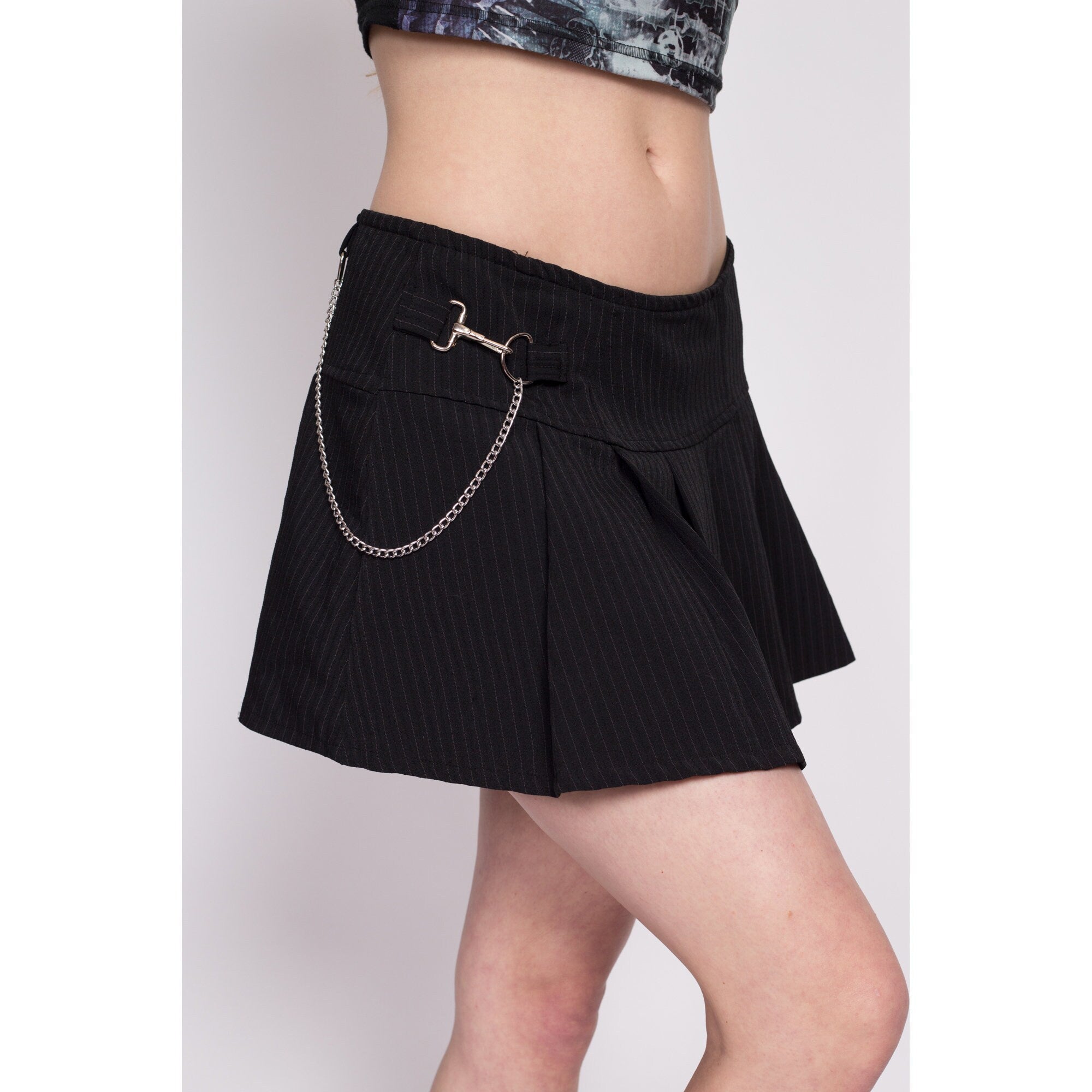 90s Y2K Black Punk Mini Skirt - Medium – Flying Apple Vintage