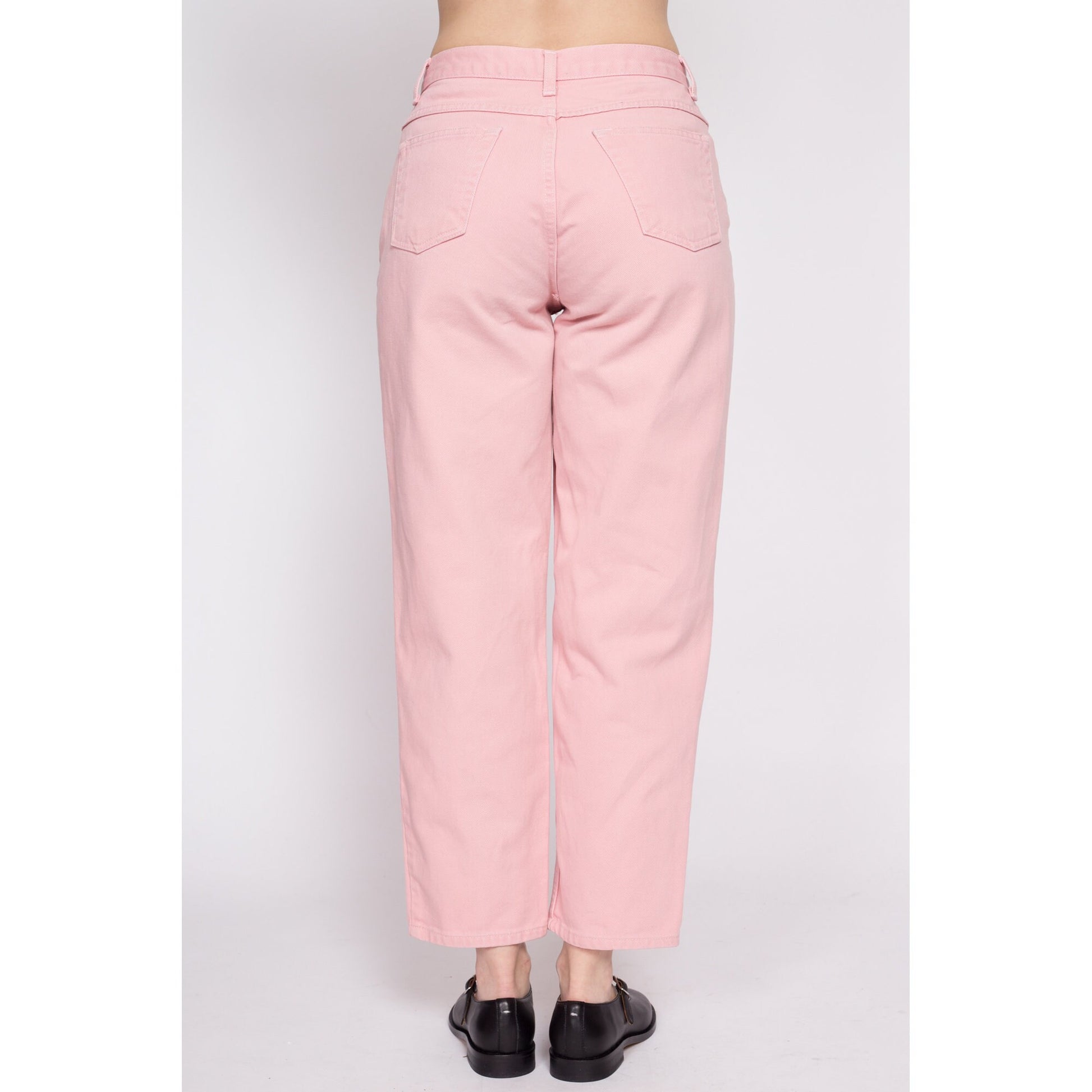 90s Blush Pink High Waisted Jeans - Petite Medium, 28.5" | Vintage Newport News Pastel Denim Tapered Leg Mom Jeans