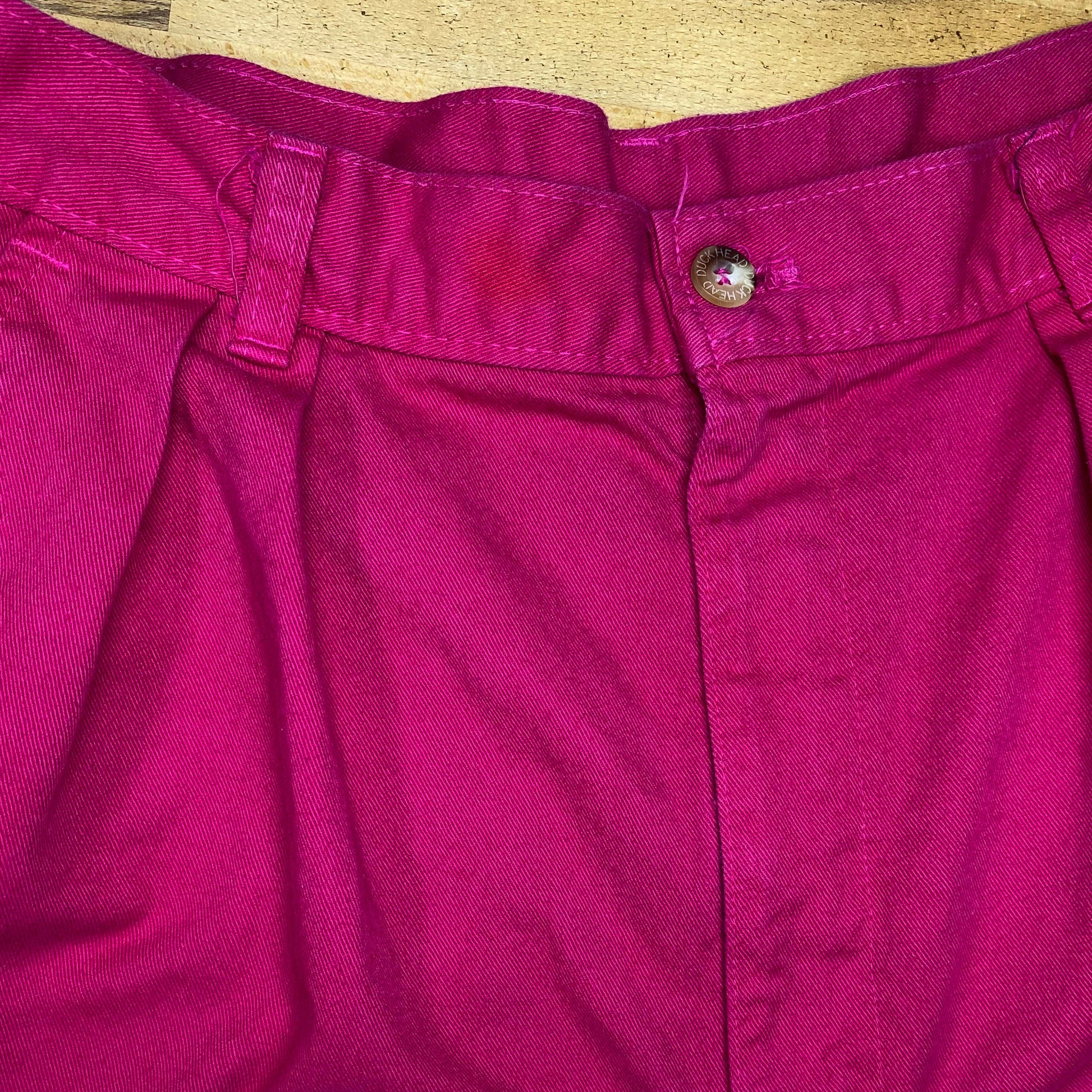 90s Hot Pink Pleated High Waisted Shorts - Medium, 28" | Vintage Magenta Cotton Denim Mom Shorts