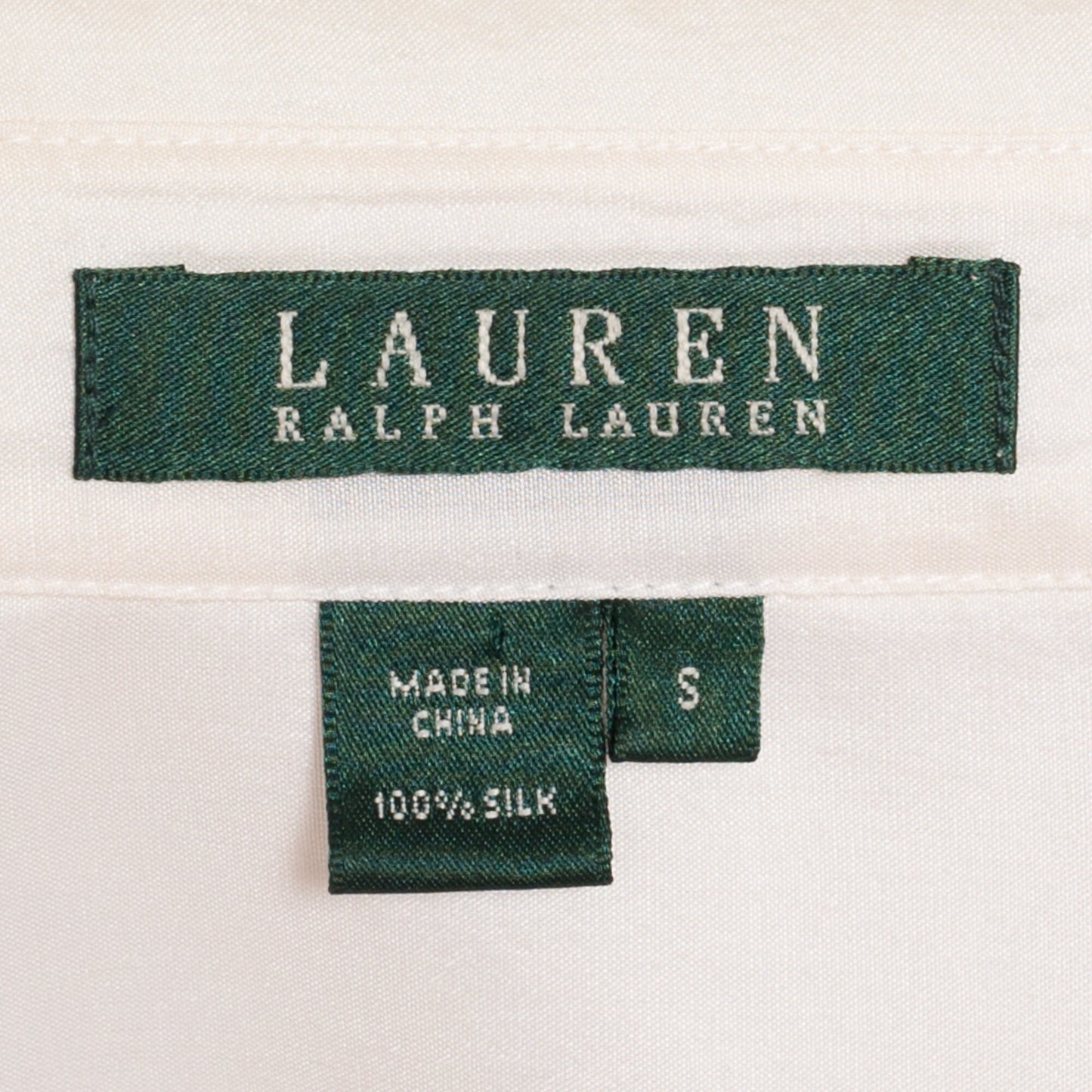 90s Ralph Lauren White Silk Blouse - Small | Vintage Minimalist Oversize Long Sleeve Button Up Collared Shirt