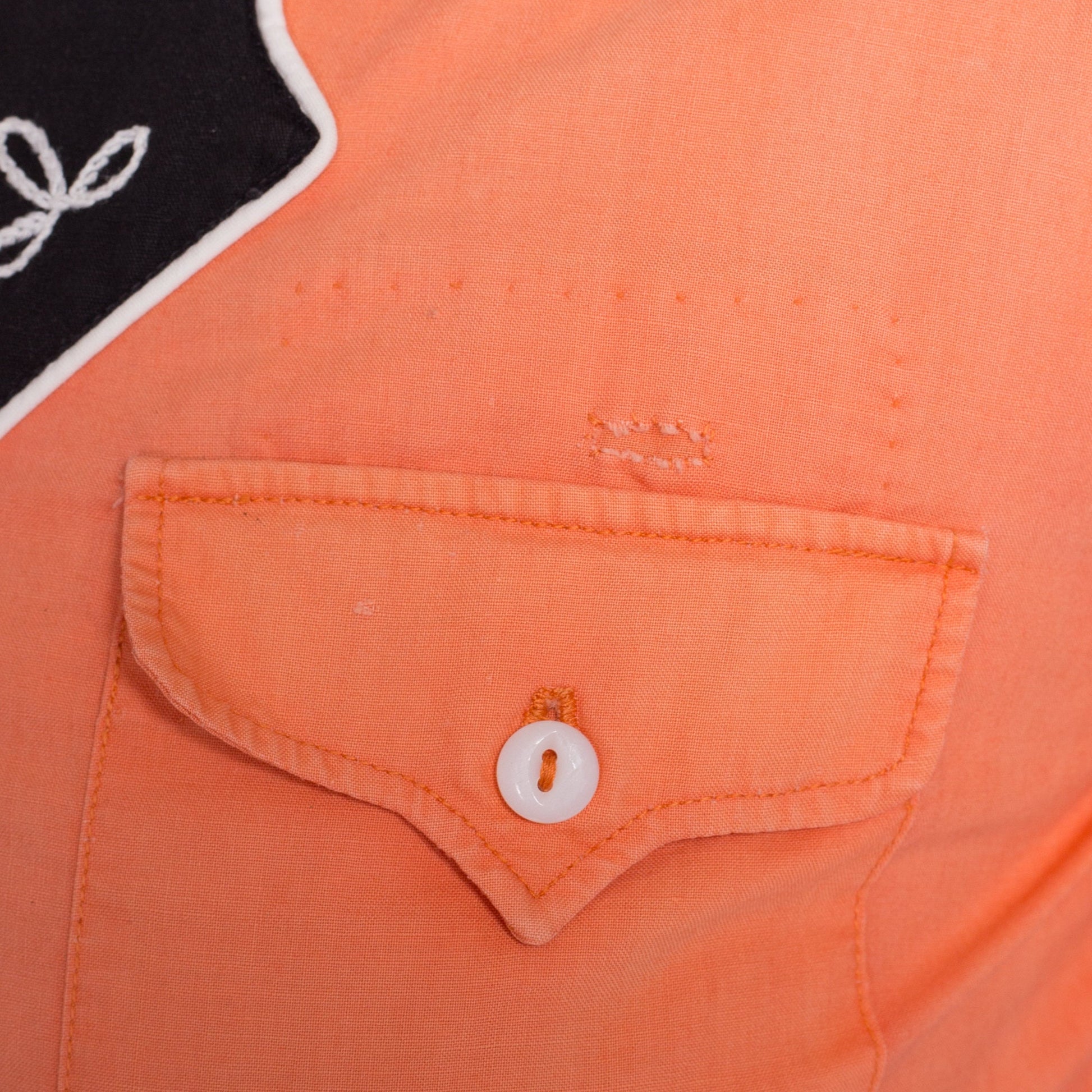 1950s Faded Orange Western Shirt - Unisex XS | Vintage 40s 50s Collared Button Up Rockabilly Top