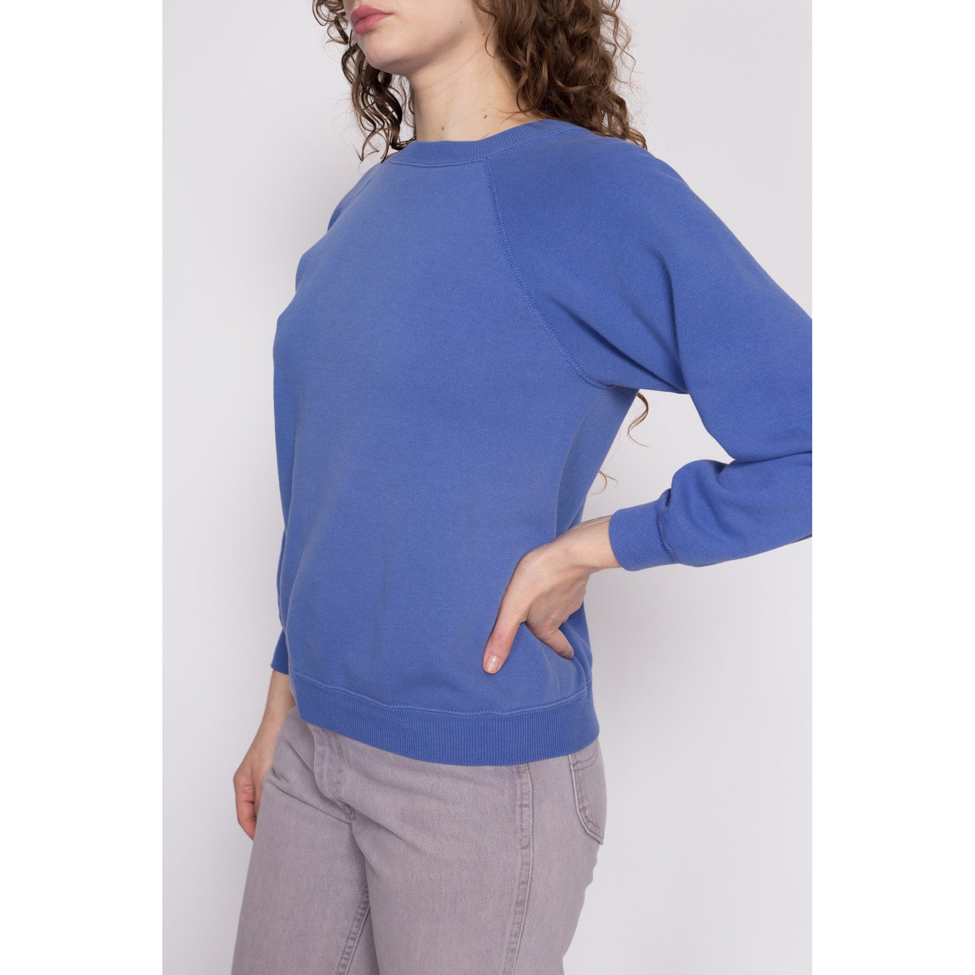 90s Periwinkle Raglan Sleeve Sweatshirt - Medium – Flying Apple