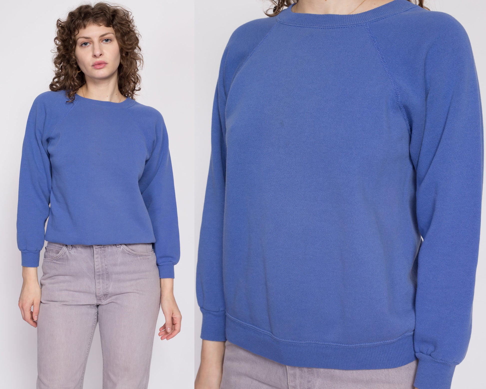 90s Periwinkle Raglan Sleeve Sweatshirt - Medium – Flying Apple