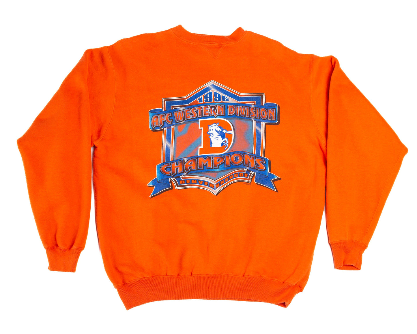 90s Denver Broncos NFL Sweatshirt - Men's XL | Vintage 1996 Logo 7 AFC Champions Football Graphic Crewneck