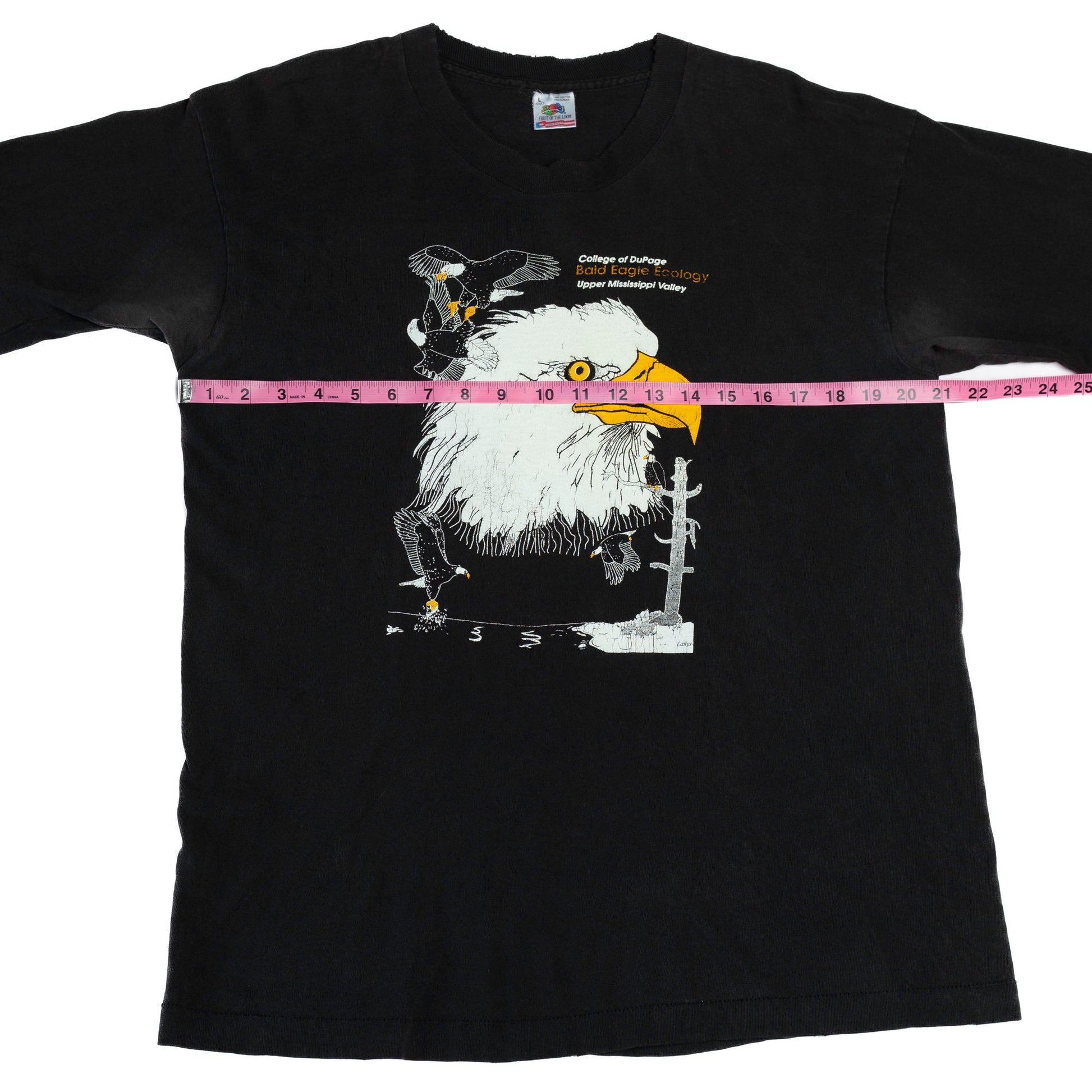 90s Bald Eagle Ecology T Shirt - Large | Vintage Black Graphic Animal Tee