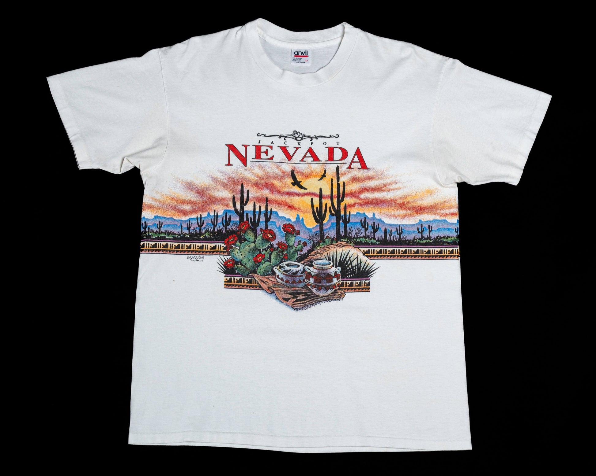 90s Nevada Desert T Shirt - Men's Medium, Women's Large | Vintage Jackpot Wraparound Graphic Tourist Tee