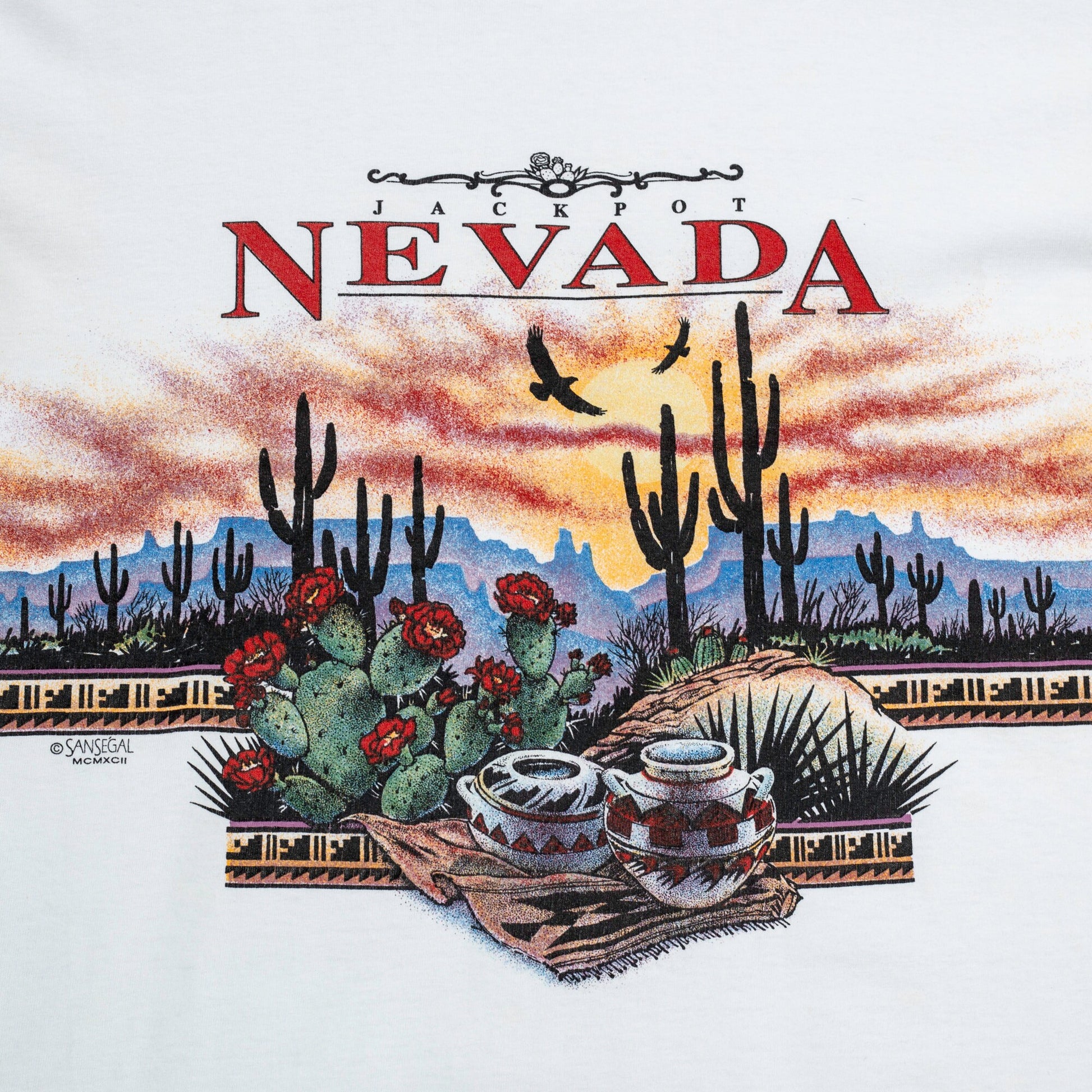 90s Nevada Desert T Shirt - Men's Medium, Women's Large | Vintage Jackpot Wraparound Graphic Tourist Tee